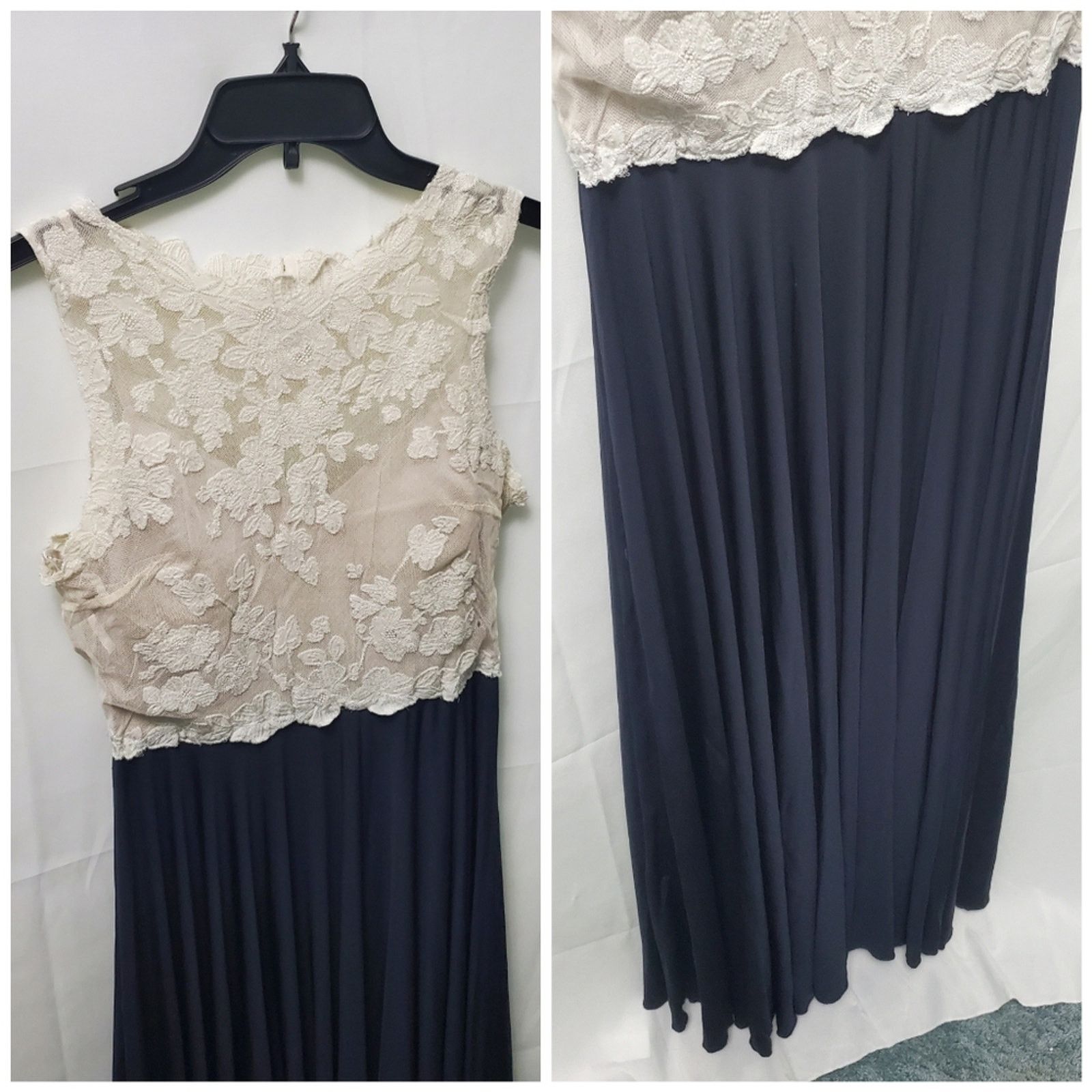 Other Catherine Deane Off-White Lace Top Navy Bottom Trixie Gown Size M / US 6-8 / IT 42-44 - 5 Thumbnail