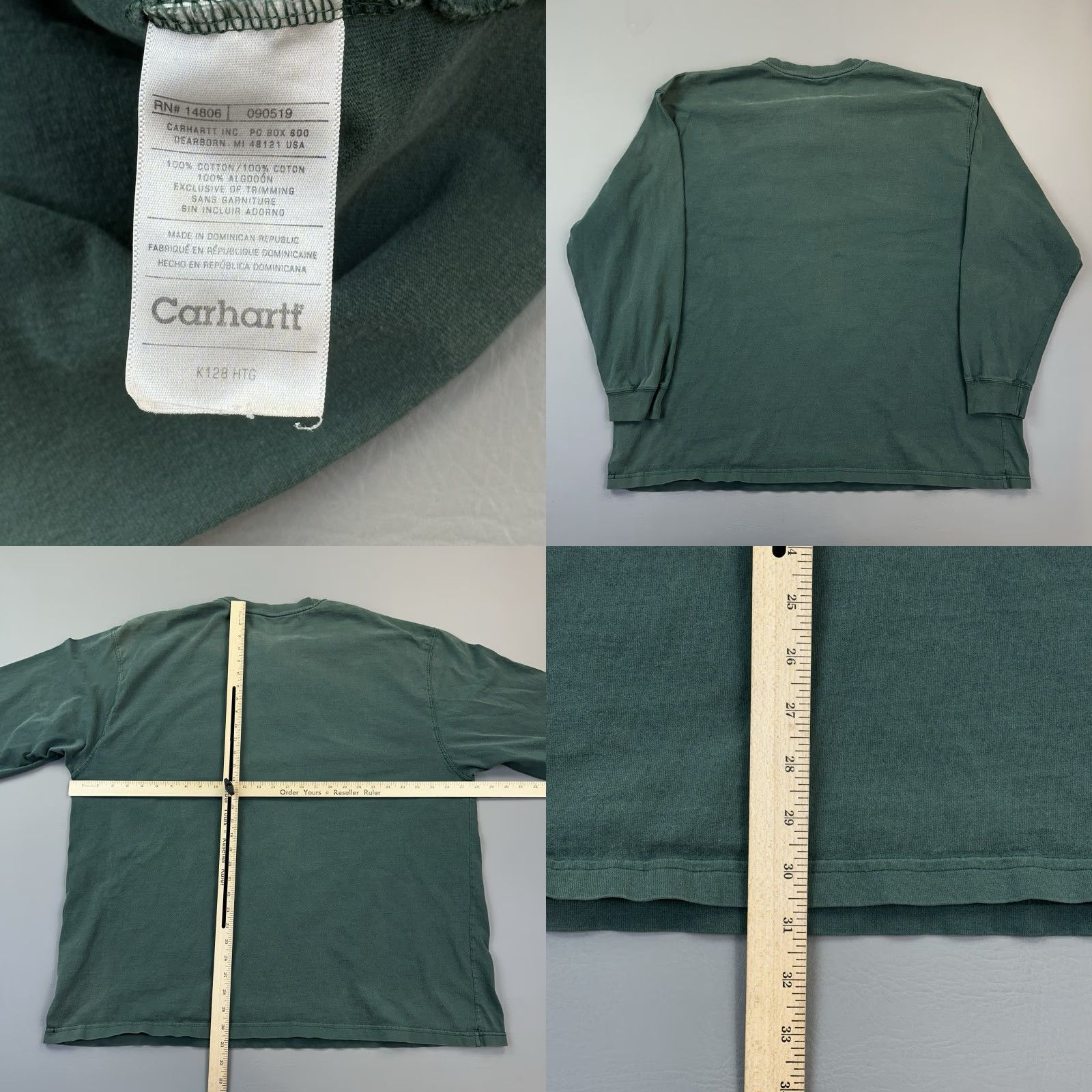 Carhartt Carhartt Mens Shirt 2XL Green Long Sleeve Henley Pocket Tee Work Wear Casual Vintage Size US XXL / EU 58 / 5 - 8 Thumbnail