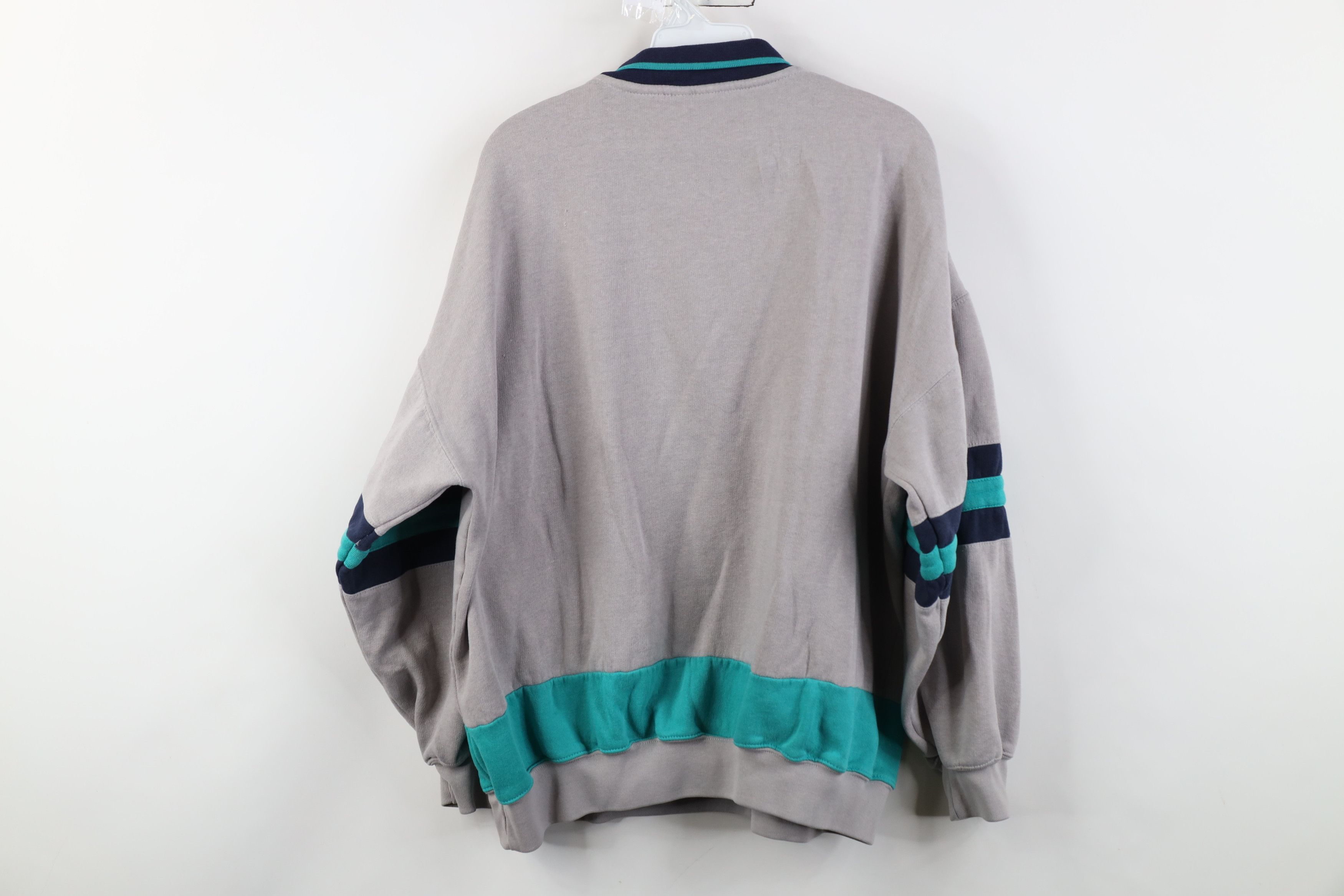 Vintage Vintage 90s Streetwear Striped Boxy Fit Collared Sweatshirt Size US XL / EU 56 / 4 - 13 Thumbnail