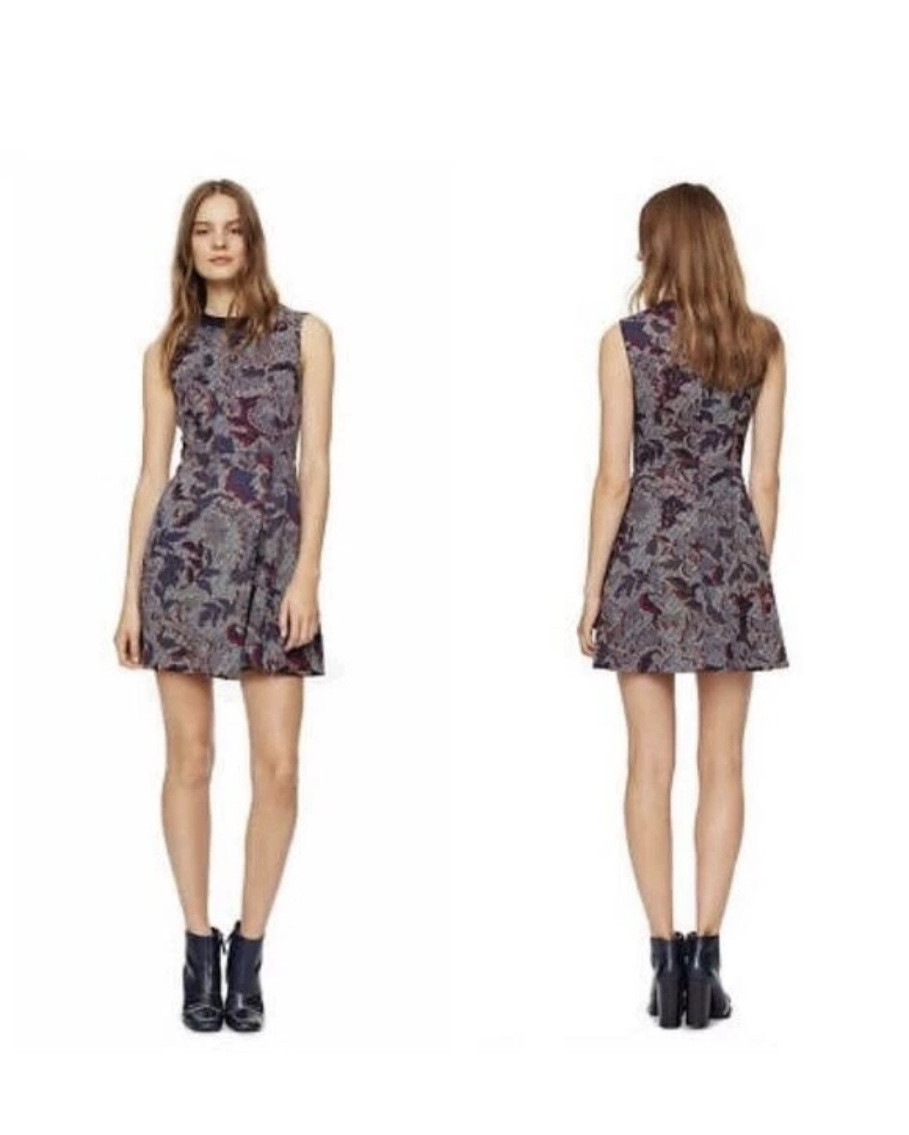 Tory Burch Tory Burch Dahlia Navy Pixelated Brocade Print Mini Dress Size XS / US 0-2 / IT 36-38 - 1 Thumbnail
