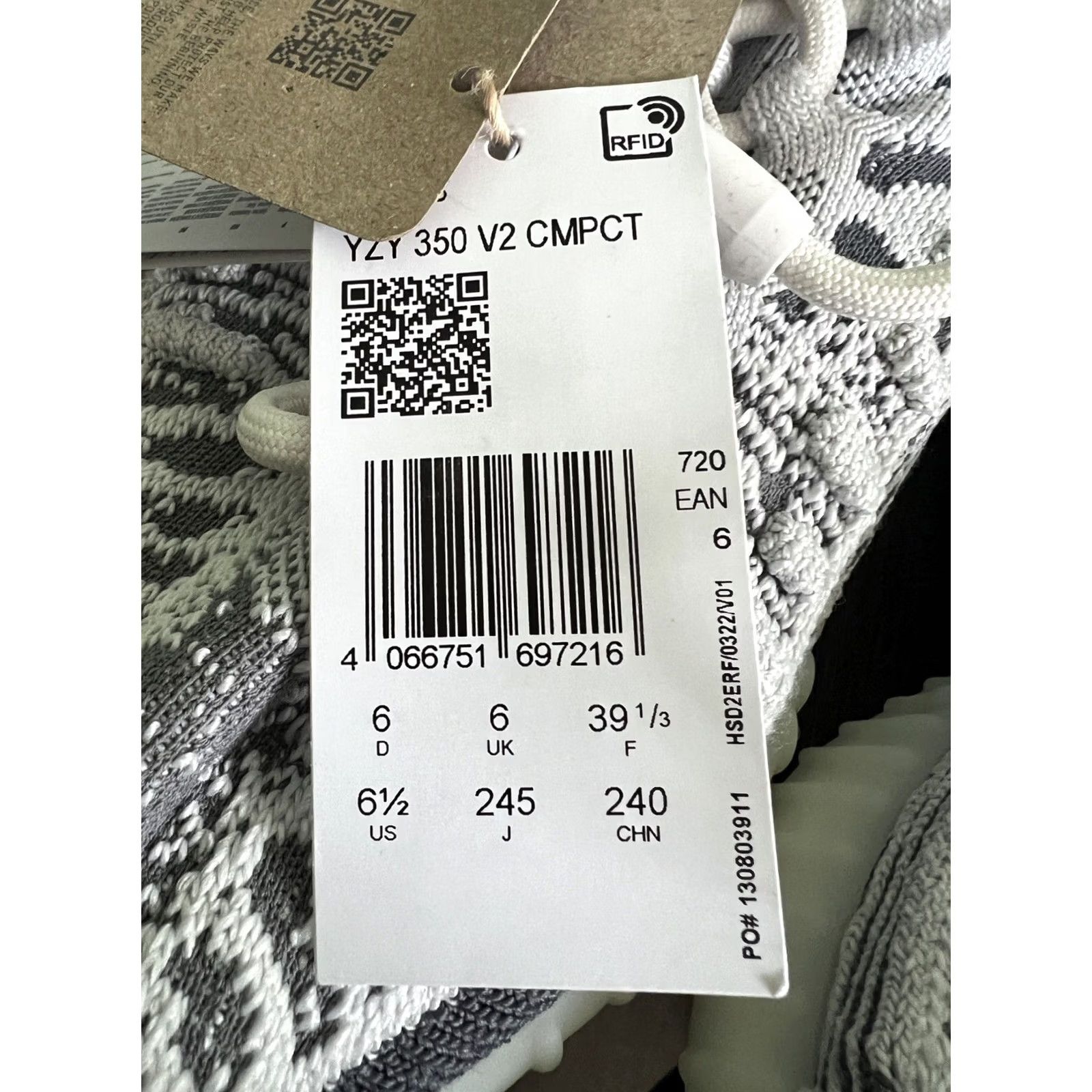 Adidas ADIDAS YEEZY 350 V2 CMPCT PANDA SNEAKERS US 6.5 UK 6 EU 39 1/3 Men Sneaker Panda Color White Size US 6.5 Size US 6 / EU 39 - 6 Thumbnail