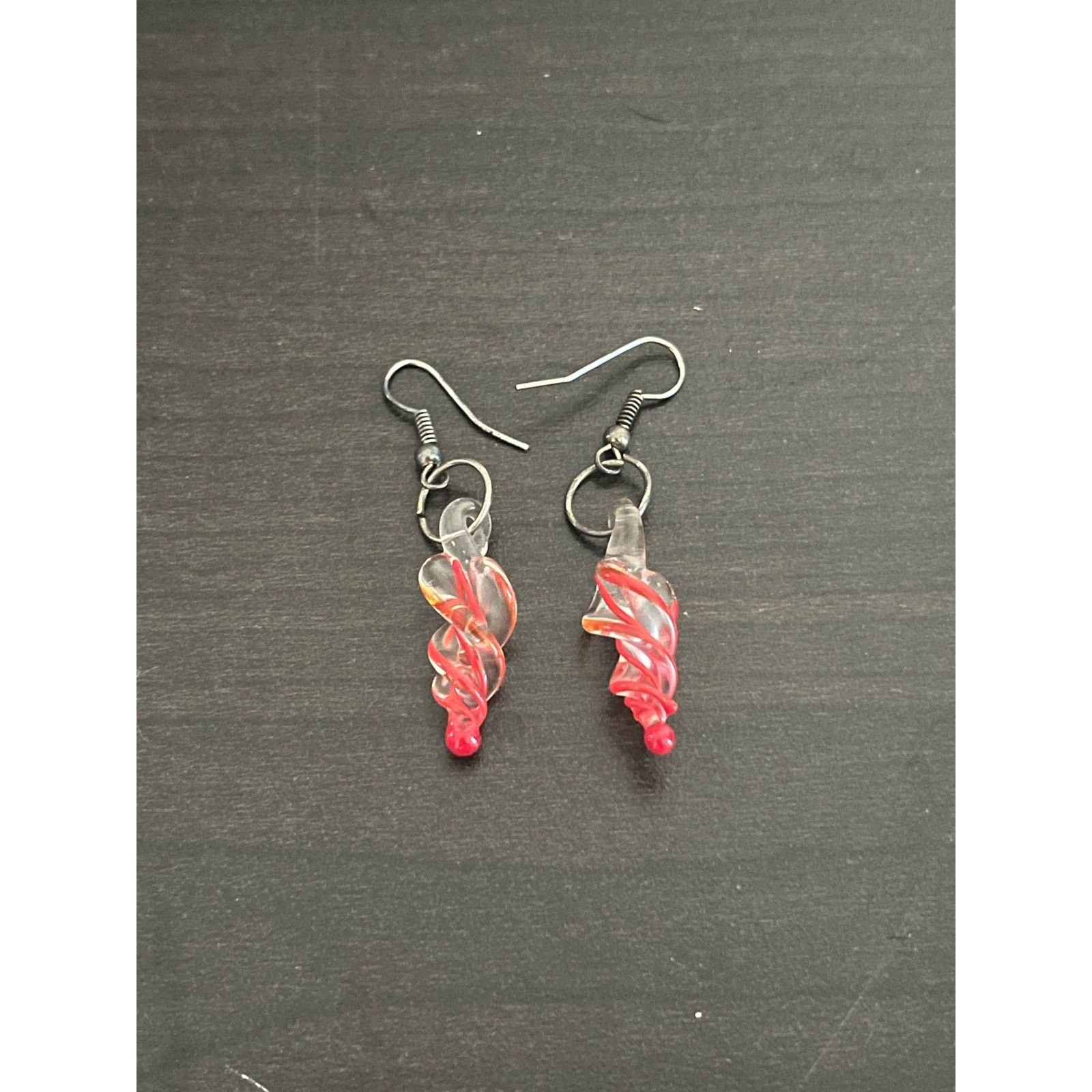 Handmade Blown Glass Twisty Spiral Earrings Size ONE SIZE - 1 Thumbnail
