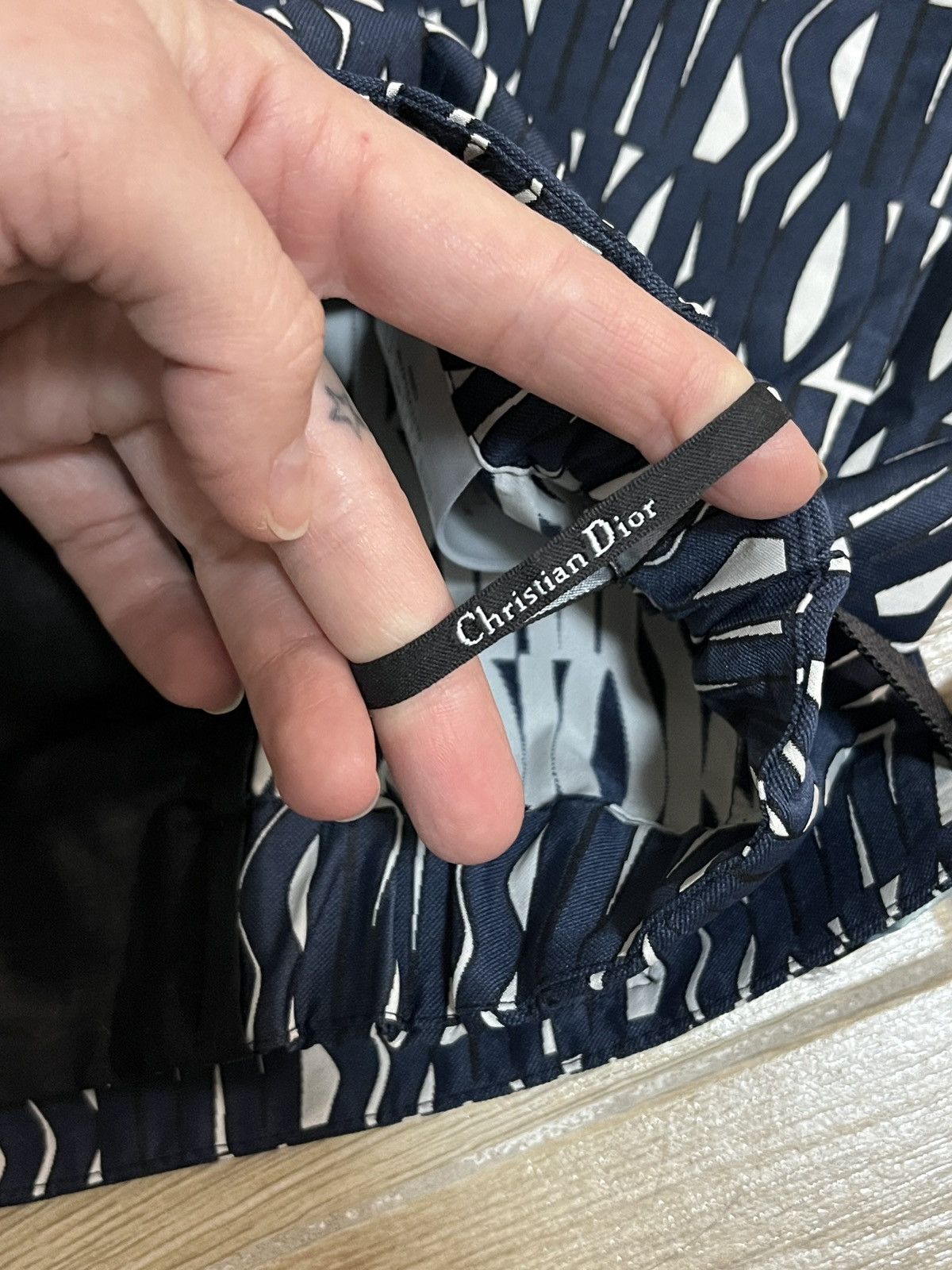 Dior Miss Dior Technical Monogram Taffeta Jacquard Navy Motif Size 25" / US 0 / IT 36 - 9 Thumbnail