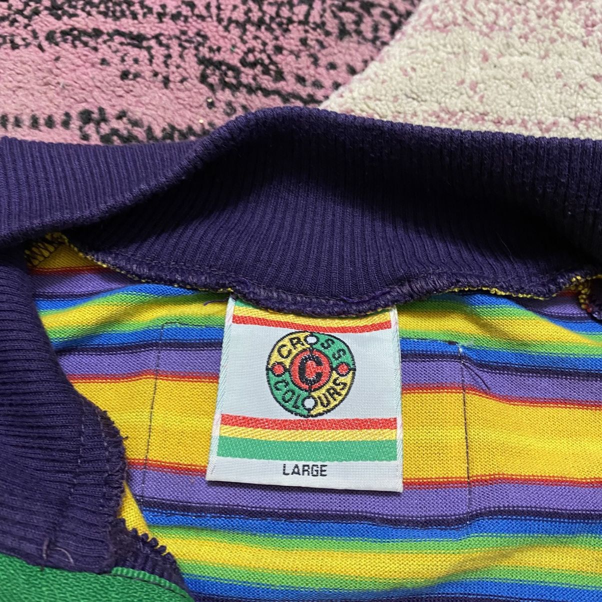 Cross Colours Vintage Cross Colours Stripe Half Zipper Tshirt Size US L / EU 52-54 / 3 - 4 Thumbnail