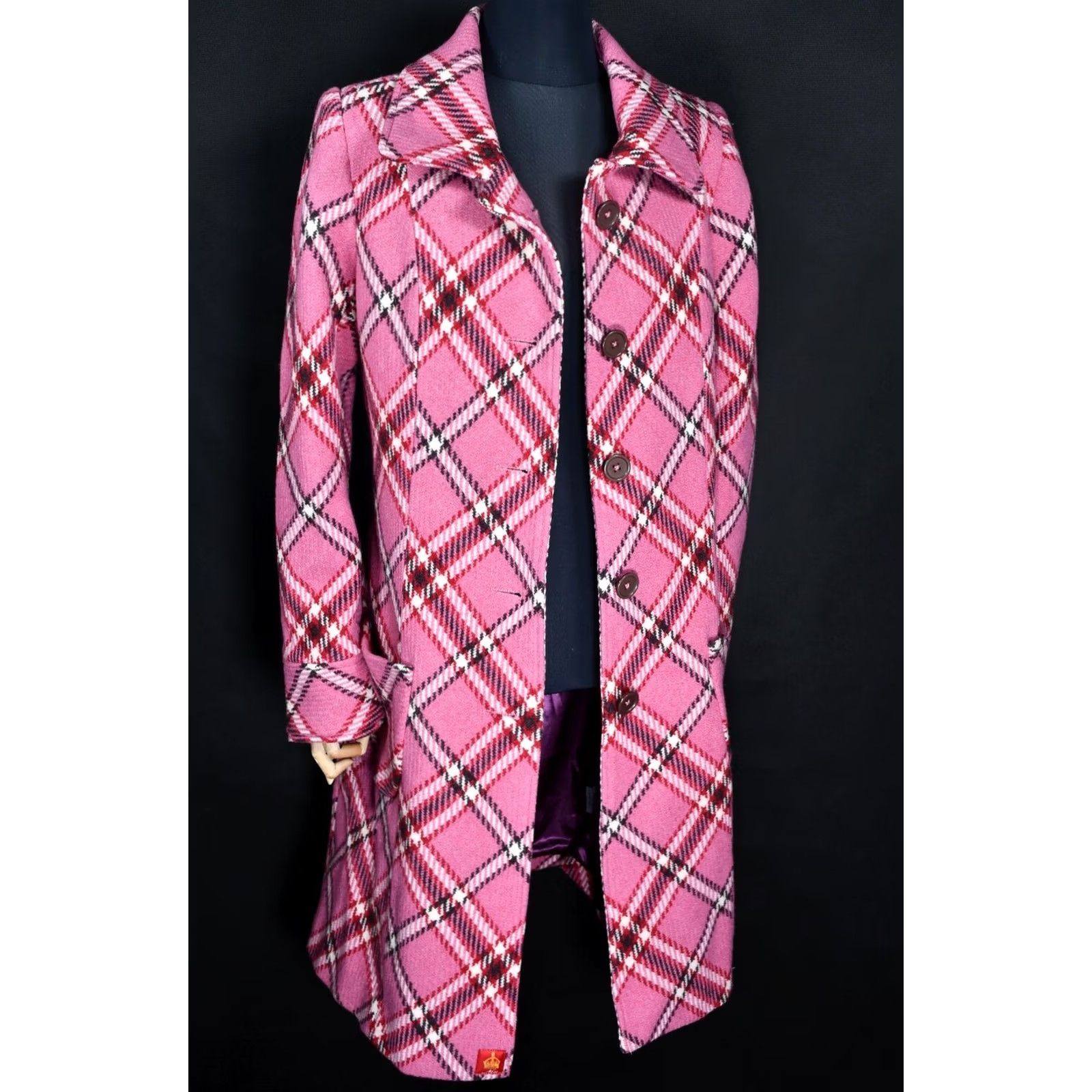 Pinko Ness Tweed Wool Pink Coat Women's US 12 Coat Wool Pink Ness Tweed Plaid 100% Wool Vintage No Size 12 Regular Women Fashion Coat Size XL / US 12-14 / IT 48-50 - 7 Thumbnail