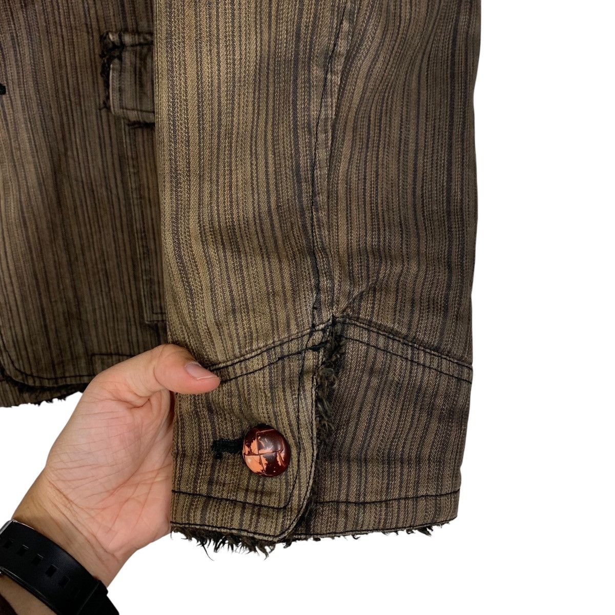 Vintage RESHAM Hard Cotton Striped Sherpa Lined Jacket #2872-C130 Size US M / EU 48-50 / 2 - 7 Thumbnail