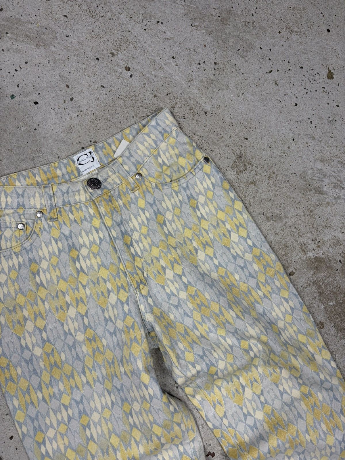 Roberto Cavalli Vintage 1990s Roberto Cavalli Jeans Geometric Abstract Size 24" / US 00 / IT 34 - 8 Thumbnail