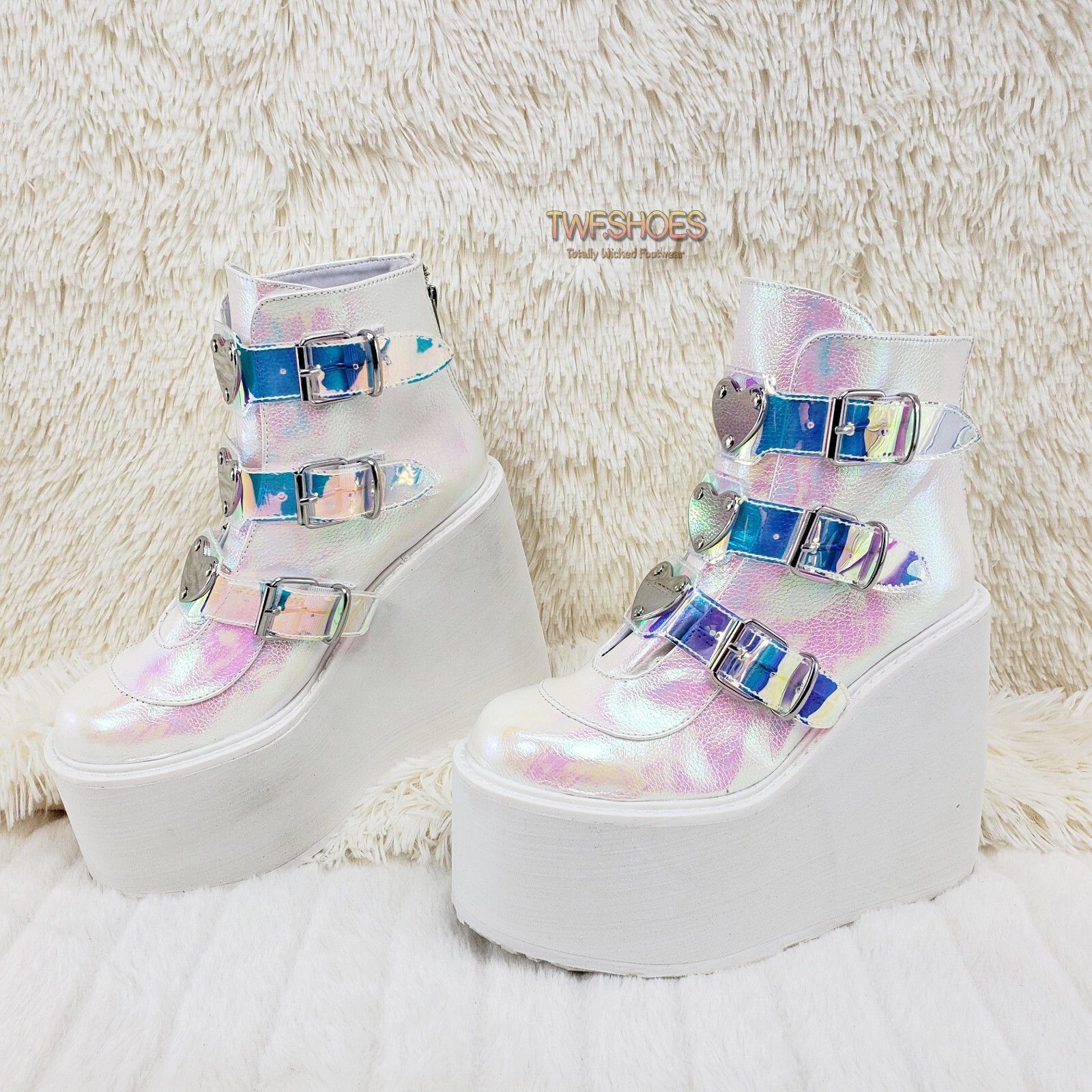 Demonia Cult DEMONIA Swing 105 White Pearl Colorful Effects Ankle Boot 5. Size US 11 / IT 41 - 4 Thumbnail
