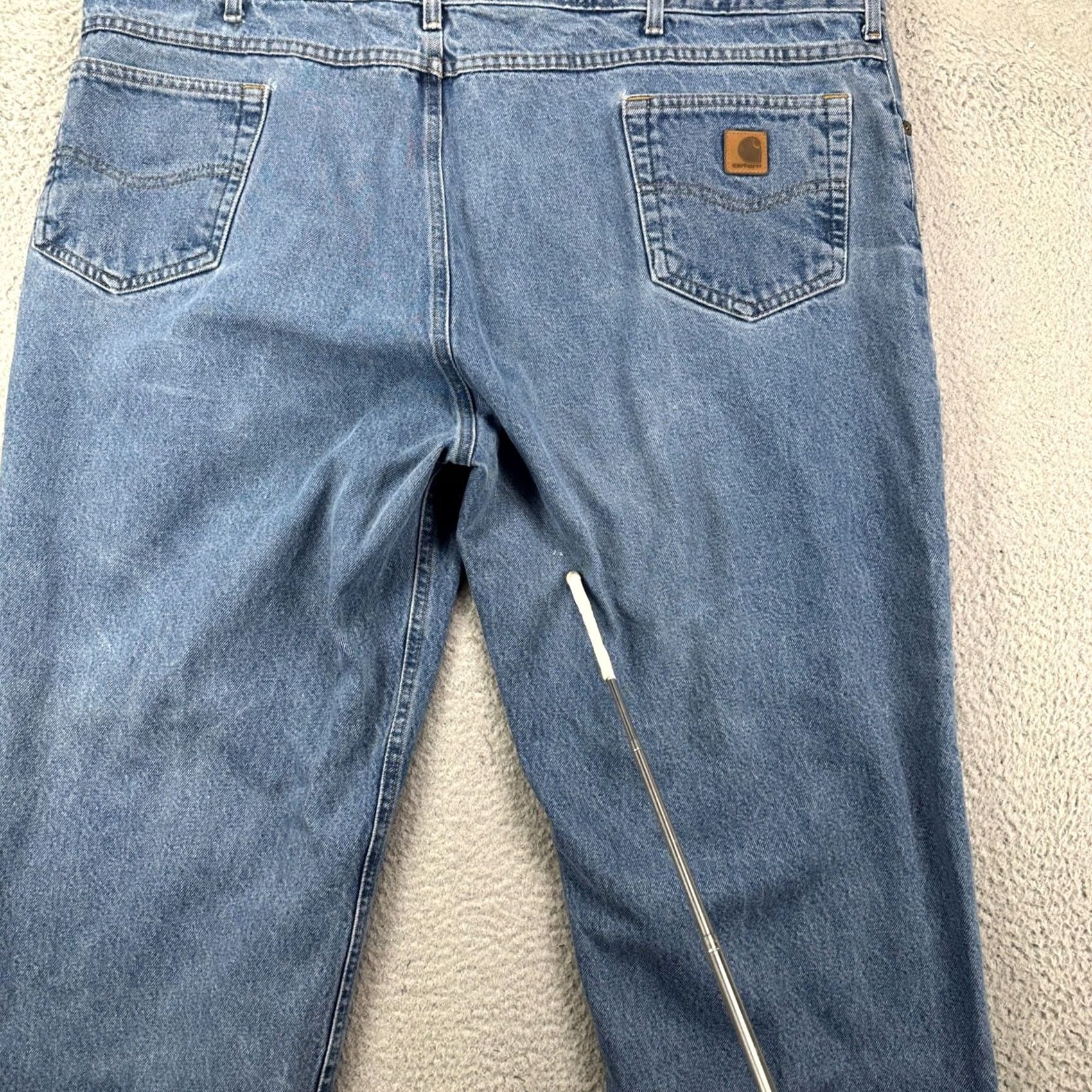 Carhartt Carhartt Men Relaxed Fit Jeans 48X30 Blue Denim Straight 5 Pocket WAIST 48 INSEAM 30 Logo Pockets Casual Workwear Mens Jeans Size US 32 / EU 48 - 5 Thumbnail