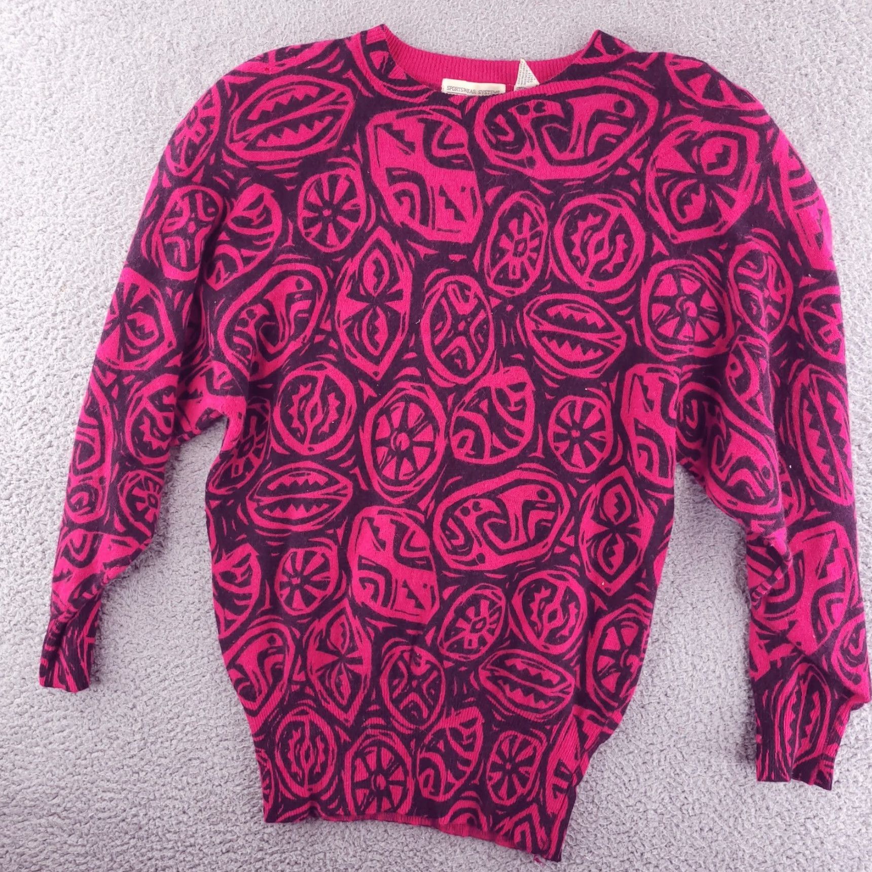 Vintage VINTAGE Sportswear Systems Sweater Womens Medium Angora Rabit Hair 90s Retro Purple Geometric Pullover Mens, Womens, or Boys? Size M / US 6-8 / IT 42-44 - 2 Thumbnail