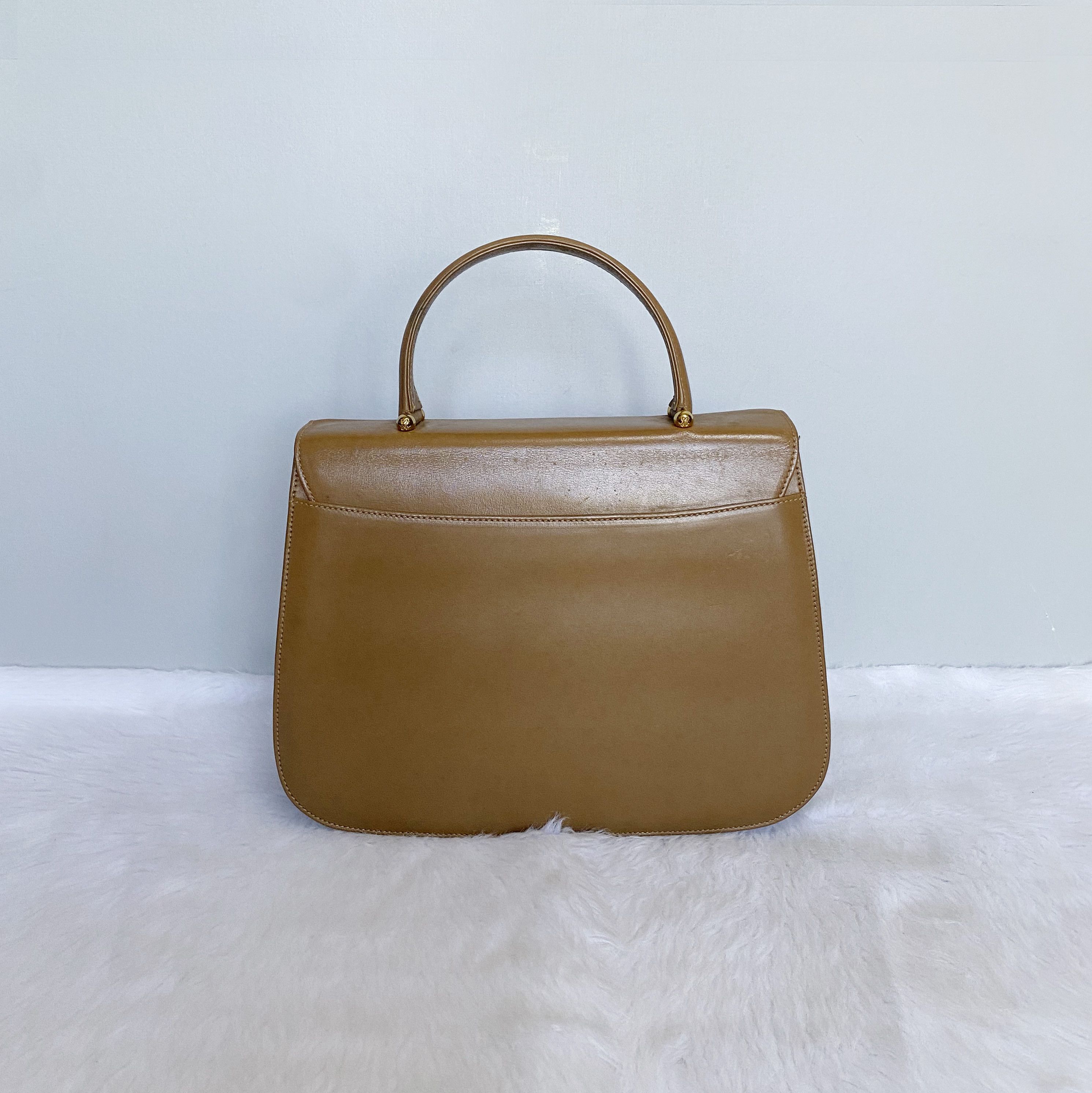Paloma Picasso Vintage Tan Brown Leather Top Handle Bag Size ONE SIZE - 4 Thumbnail
