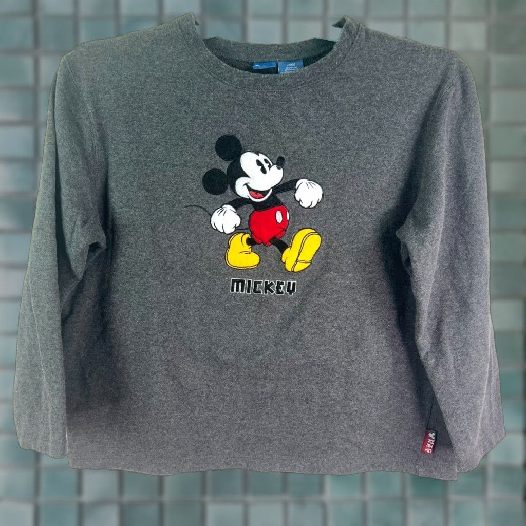 Disney Disney Mickey Mouse Embroidered Sweatshirt Women's Size L Gray Vintage Sweatshirt Size L / US 10 / IT 46 - 1 Thumbnail