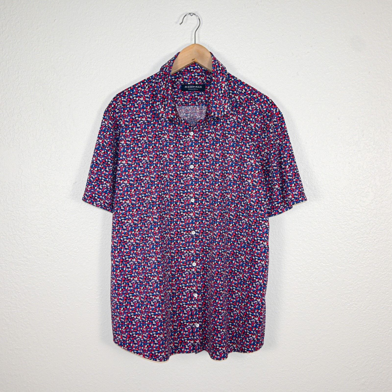 Mizzen+Main MIZZEN + MAIN Men's Short Sleeve Button up Shirt Red Blue Size US XXL / EU 58 / 5 - 1 Thumbnail