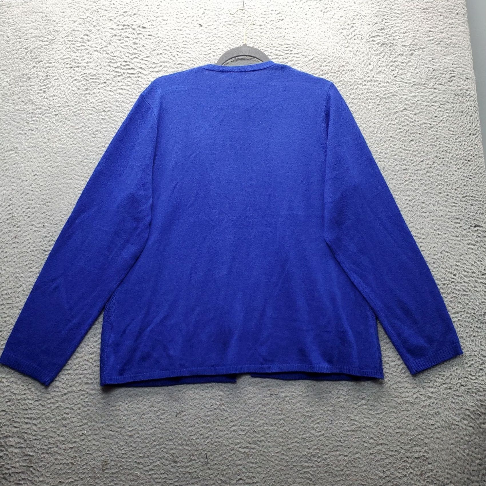 Vintage Napa Valley Cardigan Women XL Blue Pointelle Knit Long Sleeve Knit Style Sweater Size XL / US 12-14 / IT 48-50 - 2 Thumbnail