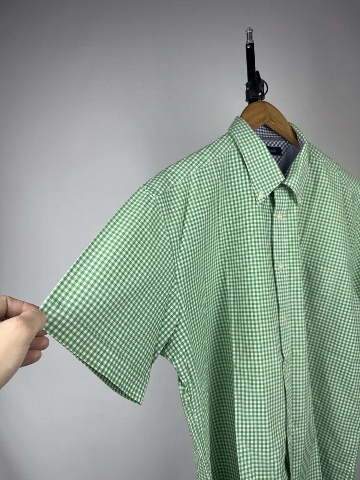 Tommy Hilfiger Vintage Tommy Hilfiger Green Gingham Short Sleeve Shirt XL Size US XL / EU 56 / 4 - 4 Thumbnail
