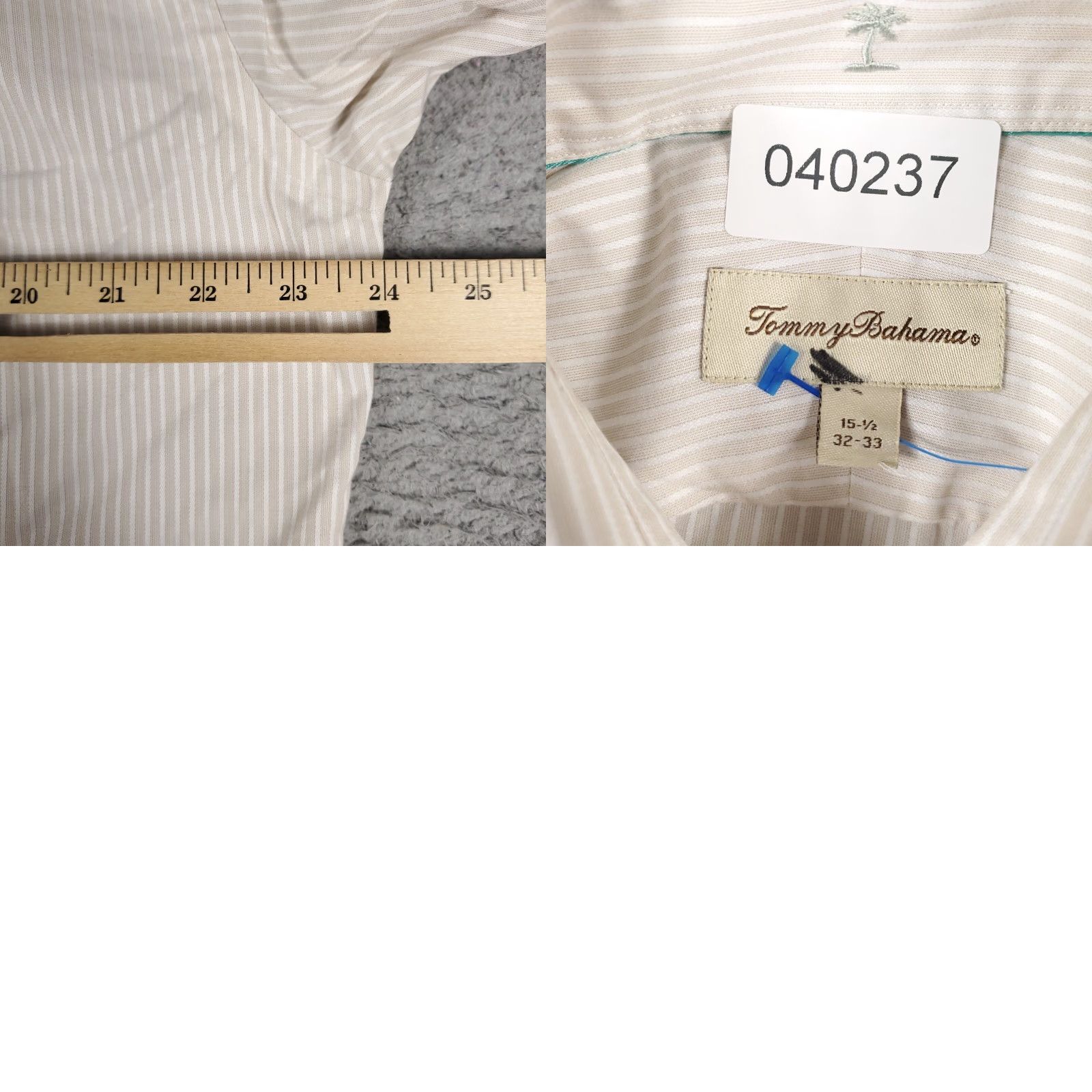 Tommy Bahama Tommy Bahama Dress Shirt Mens 15.5 Beige Striped Long Sleeve Button Up Casual Size 40R - 8 Thumbnail
