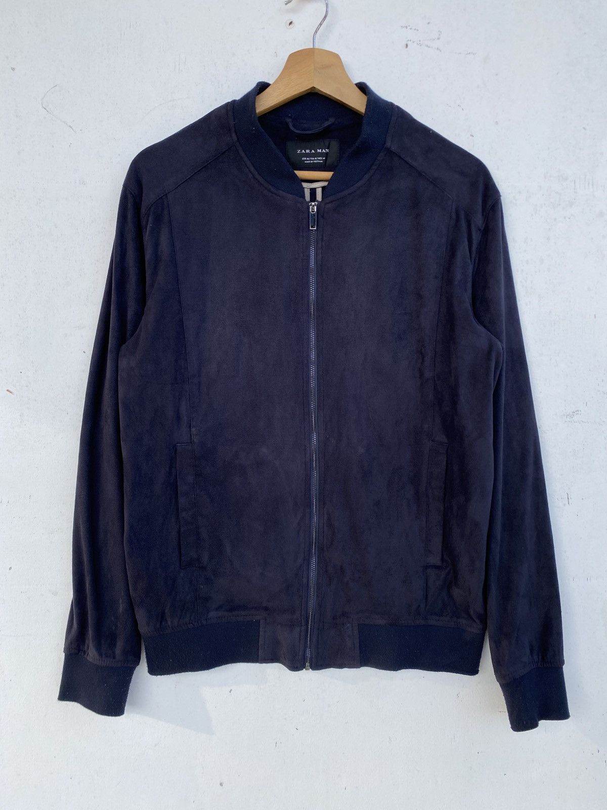 Zara ZARA MAN Navy Blue Bomber Jacket Size US M / EU 48-50 / 2 - 2 Thumbnail