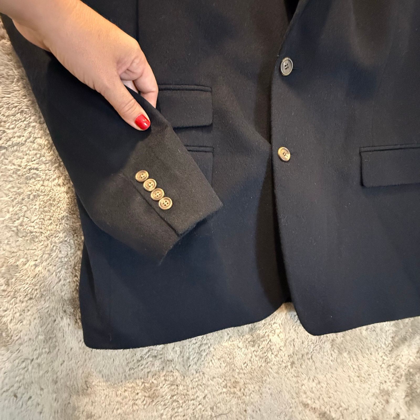 Chaps Chaps Navy Blue Camel Wool Sport Coat Suit Blazer Jacket 50T Size 50L - 3 Thumbnail