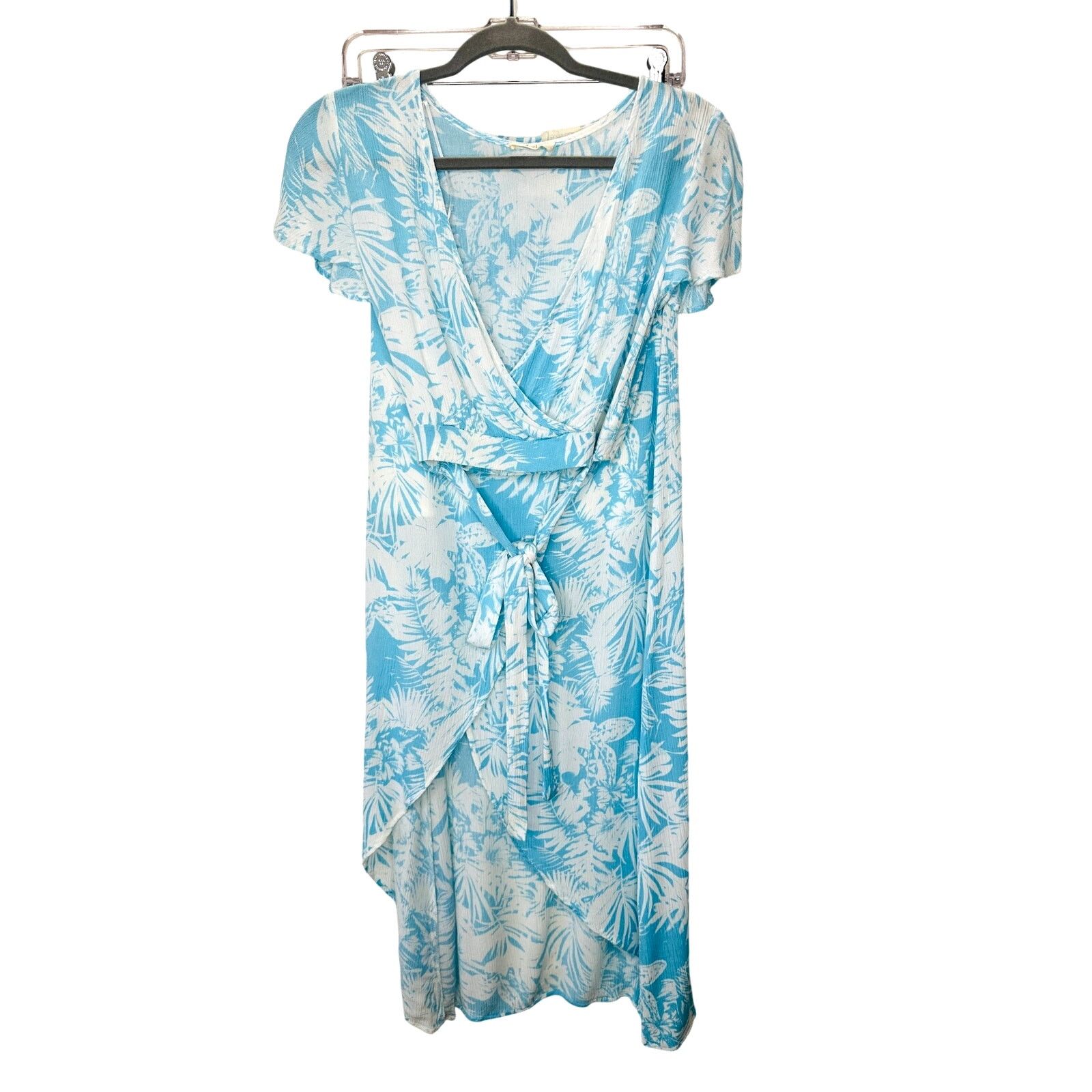 Other Sugarcloth SET Ivory Blue Floral Crop Top & Faux Wrap Skirt Size 27" / US 4 / IT 40 - 1 Thumbnail