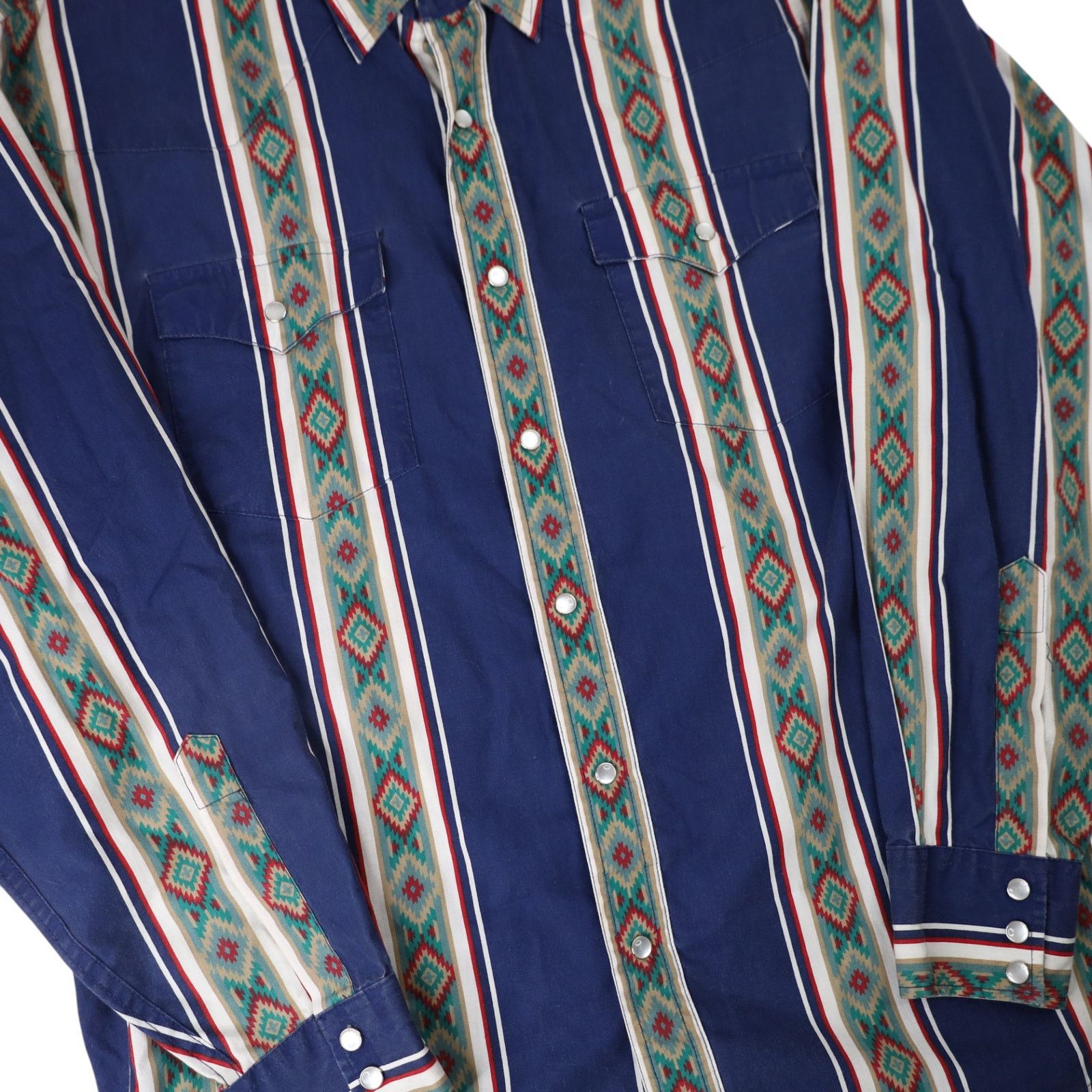 Vintage VTG High Noon Vertical Aztec Striped Pearl Snap Shirt Size US L / EU 52-54 / 3 - 3 Thumbnail
