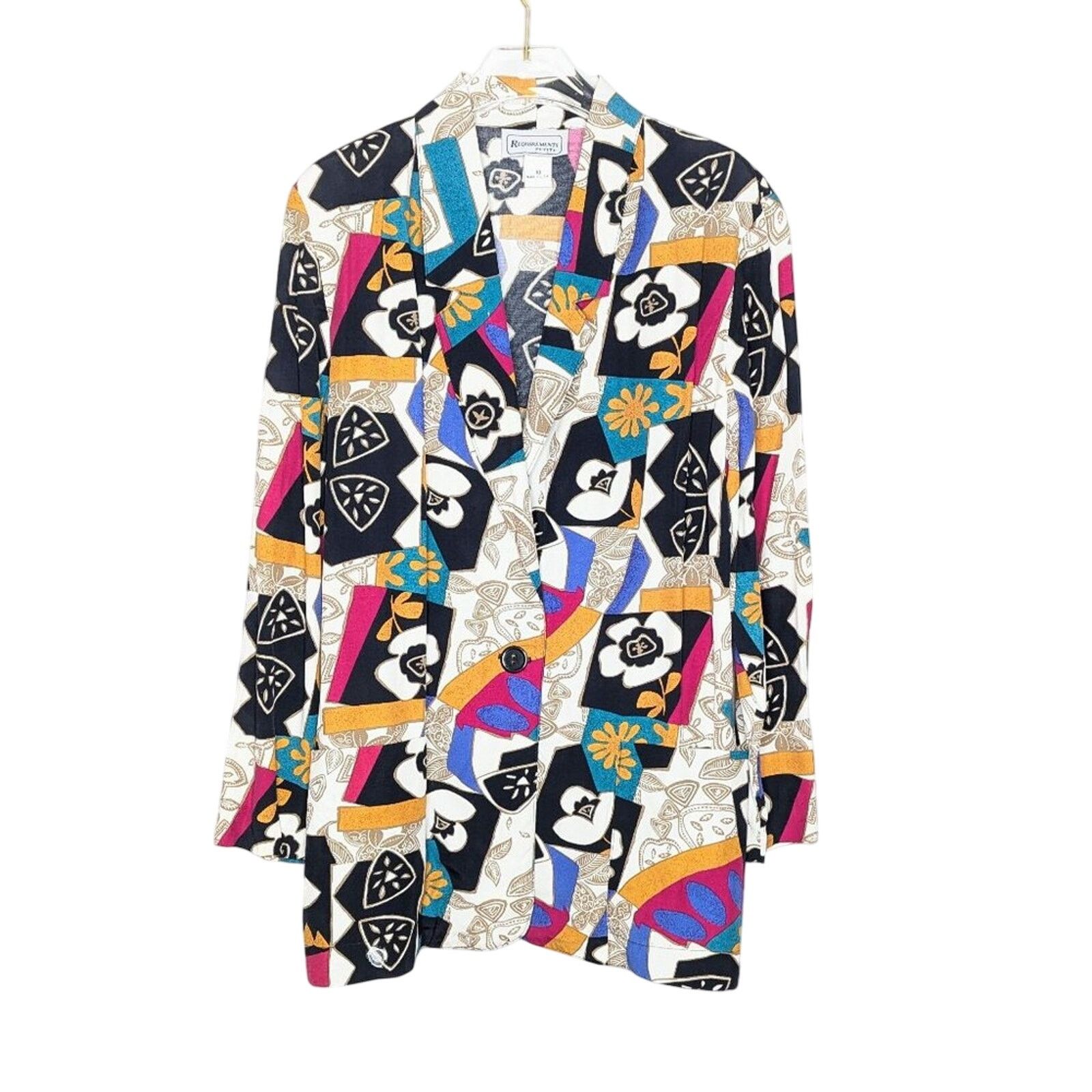 Vintage Vintage 80's Bright Geometric Pop Art Pattern Blazer Pockets Size L / US 10 / IT 46 - 1 Thumbnail