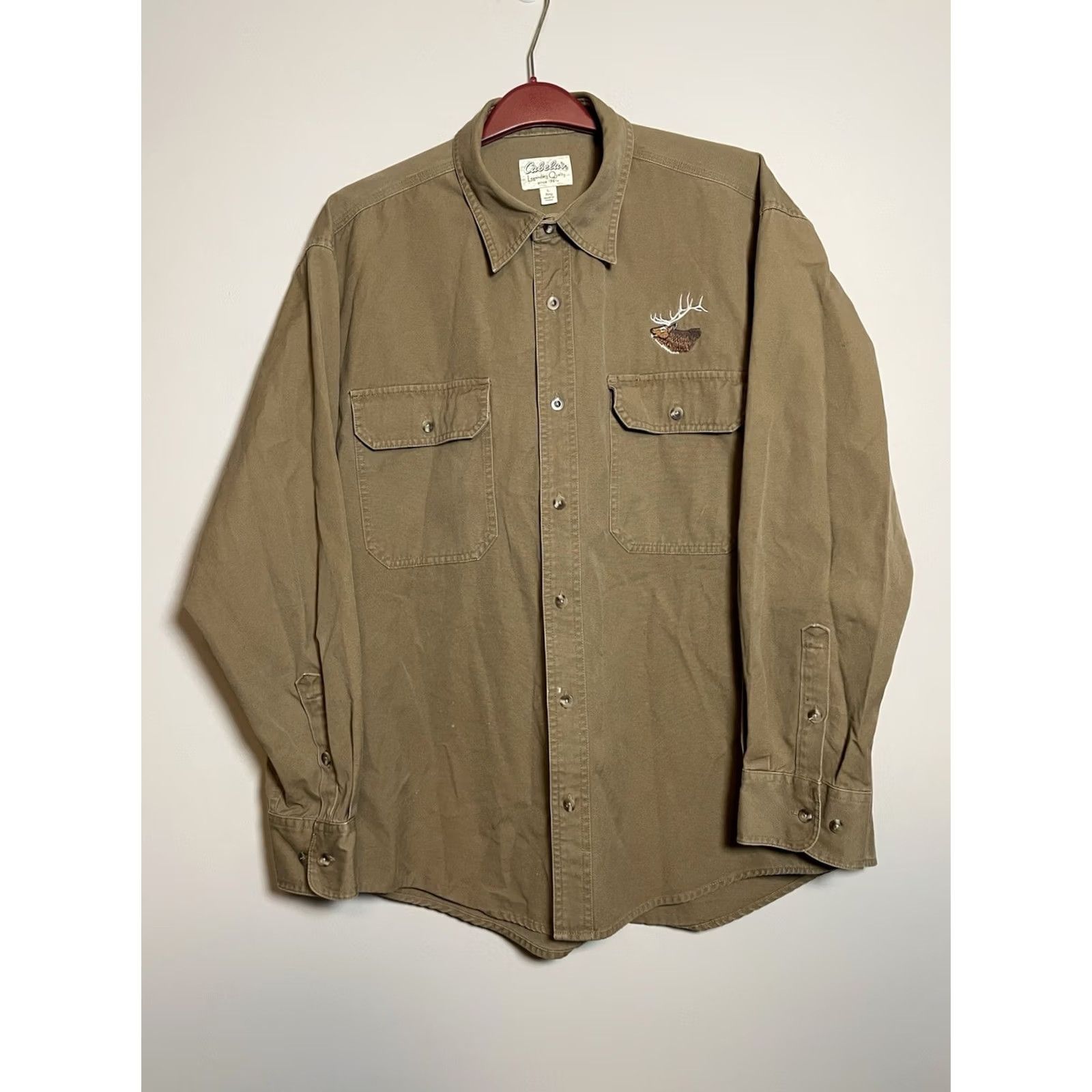 Vintage Cabela’s Men’s L Button-Up Shirt Deer Embroidered Logo Yellow Long Sleeve Casual Cotton Flannel Pockets Size US L / EU 52-54 / 3 - 2 Thumbnail