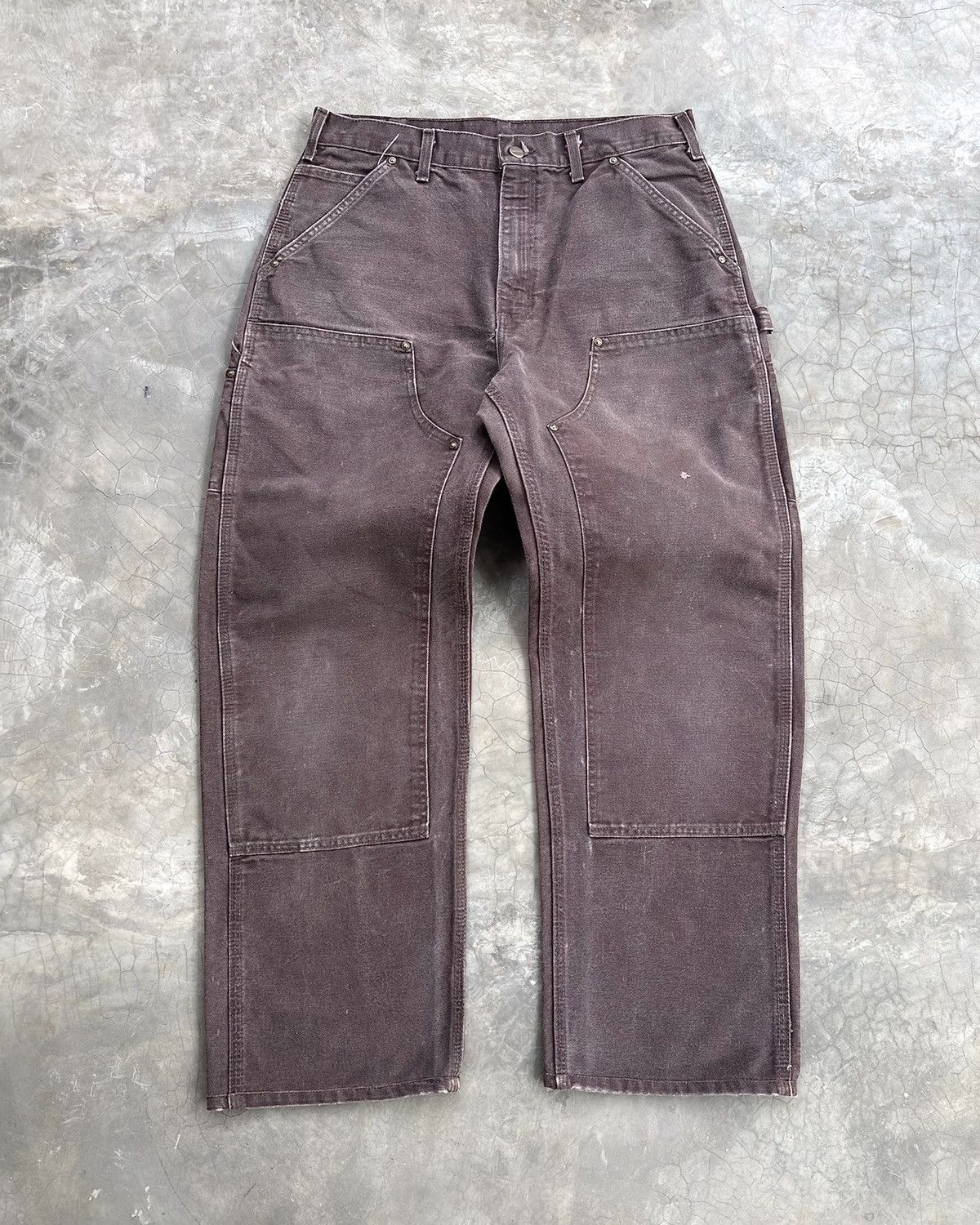 Carhartt Faded Dark Brown Carhartt Double Knees B136 DKB Size US 33 - 1 Thumbnail