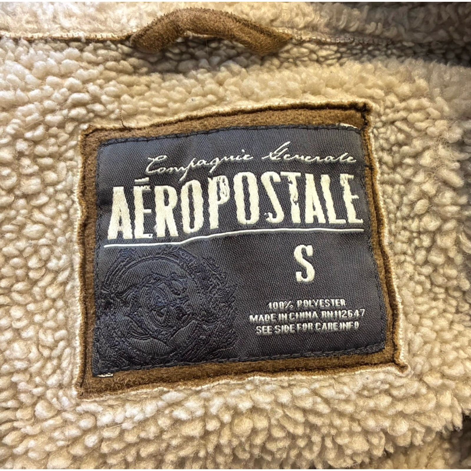 Vintage VINTAGE Aéropostale Jacket Suede Brown Faux Leather Shearling Collar Sherpa Lined Small Men Regular Ranch Autumn Winter Jacket Size US S / EU 44-46 / 1 - 6 Thumbnail