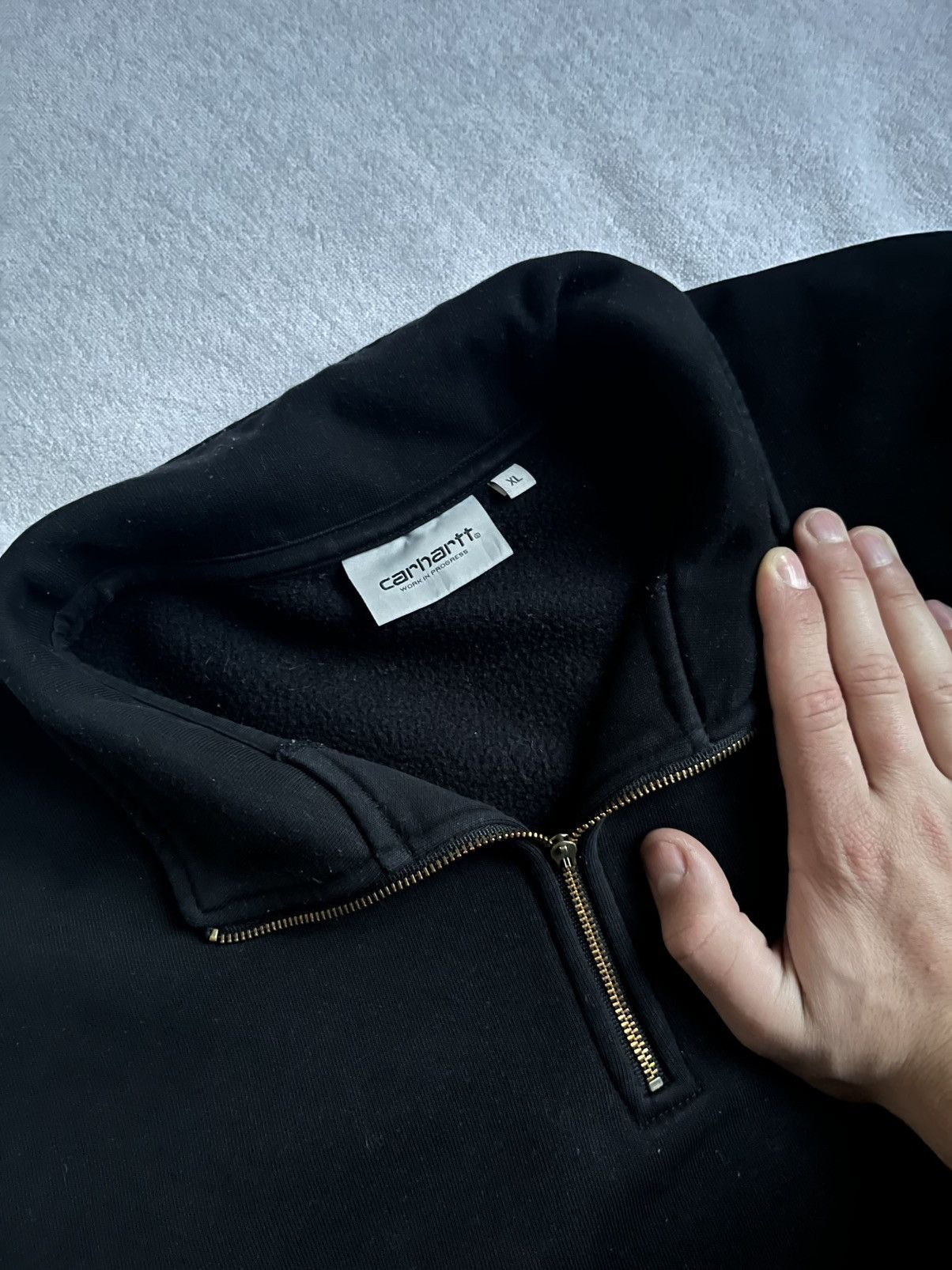 Carhartt Carhartt 1/3 Zip Sweatshirt Black – Logo Sleeve – Size L/XL Size US XL / EU 56 / 4 - 4 Thumbnail