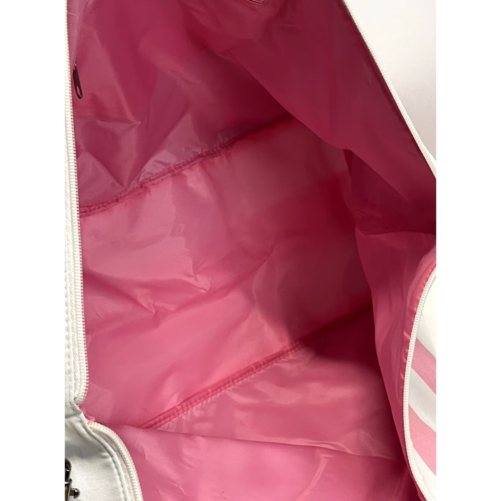 Victoria's Secret VINTAGE Victoria's Secret Large Striped Canvas Weekender Tote Bag NWT Pink White Womens Size ONE SIZE - 4 Thumbnail