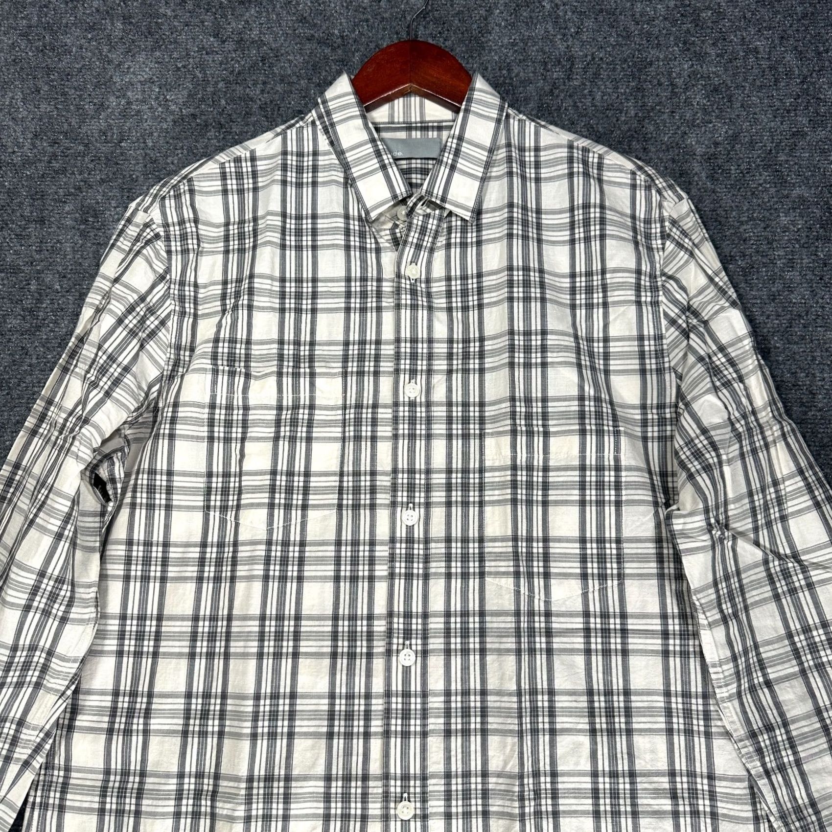 Vince Vince Shirt Mens M Gray Plaid Cotton Linen Blend Long Sleeve Button Up Size US M / EU 48-50 / 2 - 4 Thumbnail