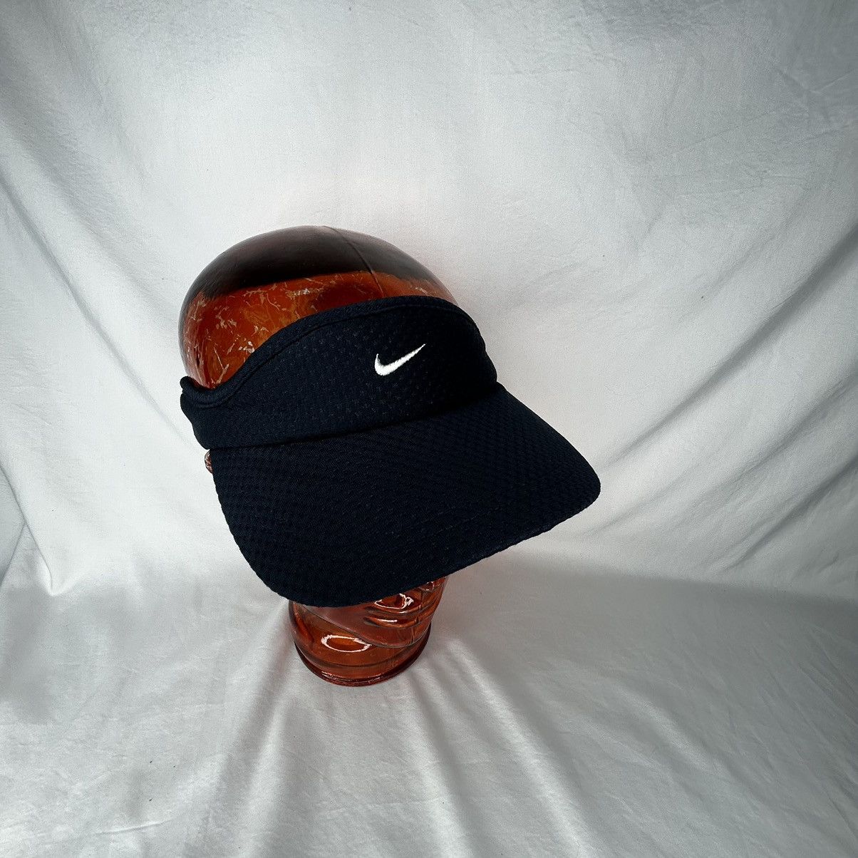 Nike Vtg Y2K Nike Navy Blue Swoosh Sun Visor Strapback Hat Size ONE SIZE - 2 Thumbnail