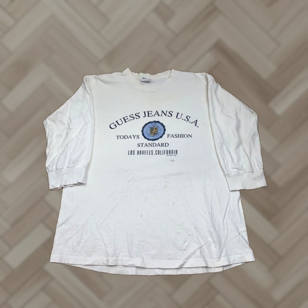 Guess Womens Vintage 90s Guess White Shirt 3/4 Sleeve Logo Made in USA XL Shirt Womens Size XL / US 12-14 / IT 48-50 - 1 Thumbnail