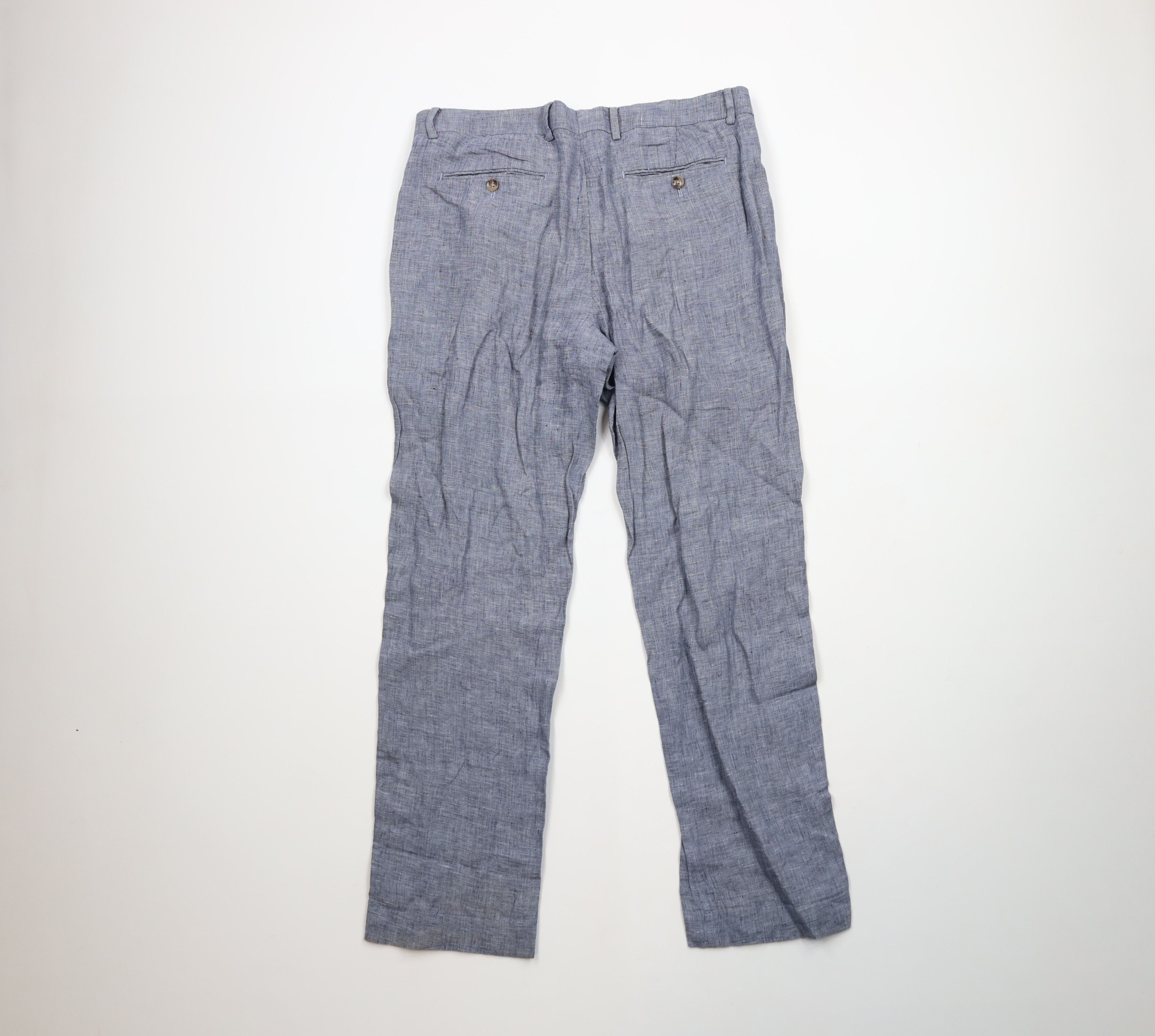 Vintage Vintage Streetwear Irish Linen Chambray Chino Pants Blue Size US 34 / EU 50 - 9 Thumbnail