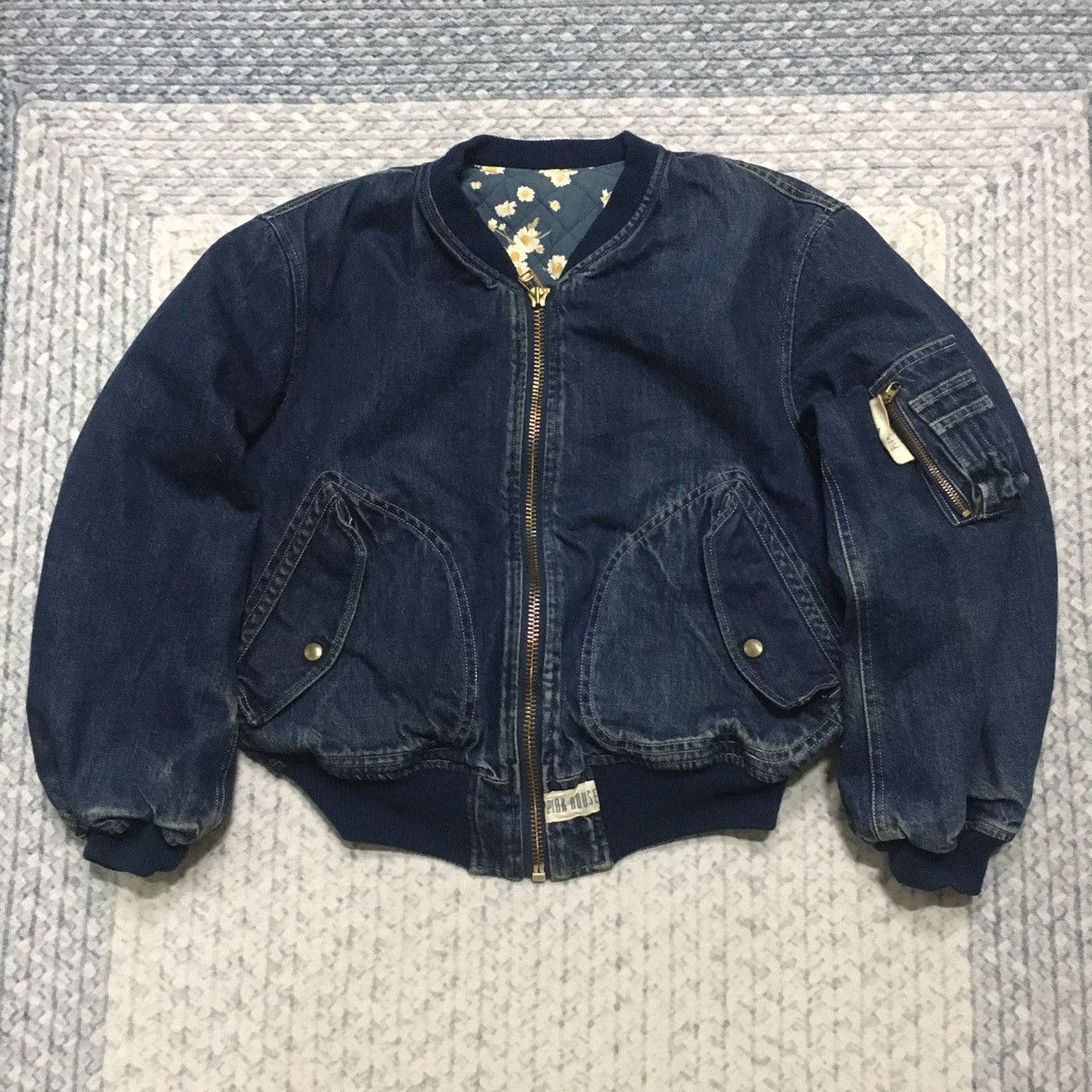 Pink House Distressed Pink House Denim Bomber Jacket Size US L / EU 52-54 / 3 - 1 Thumbnail