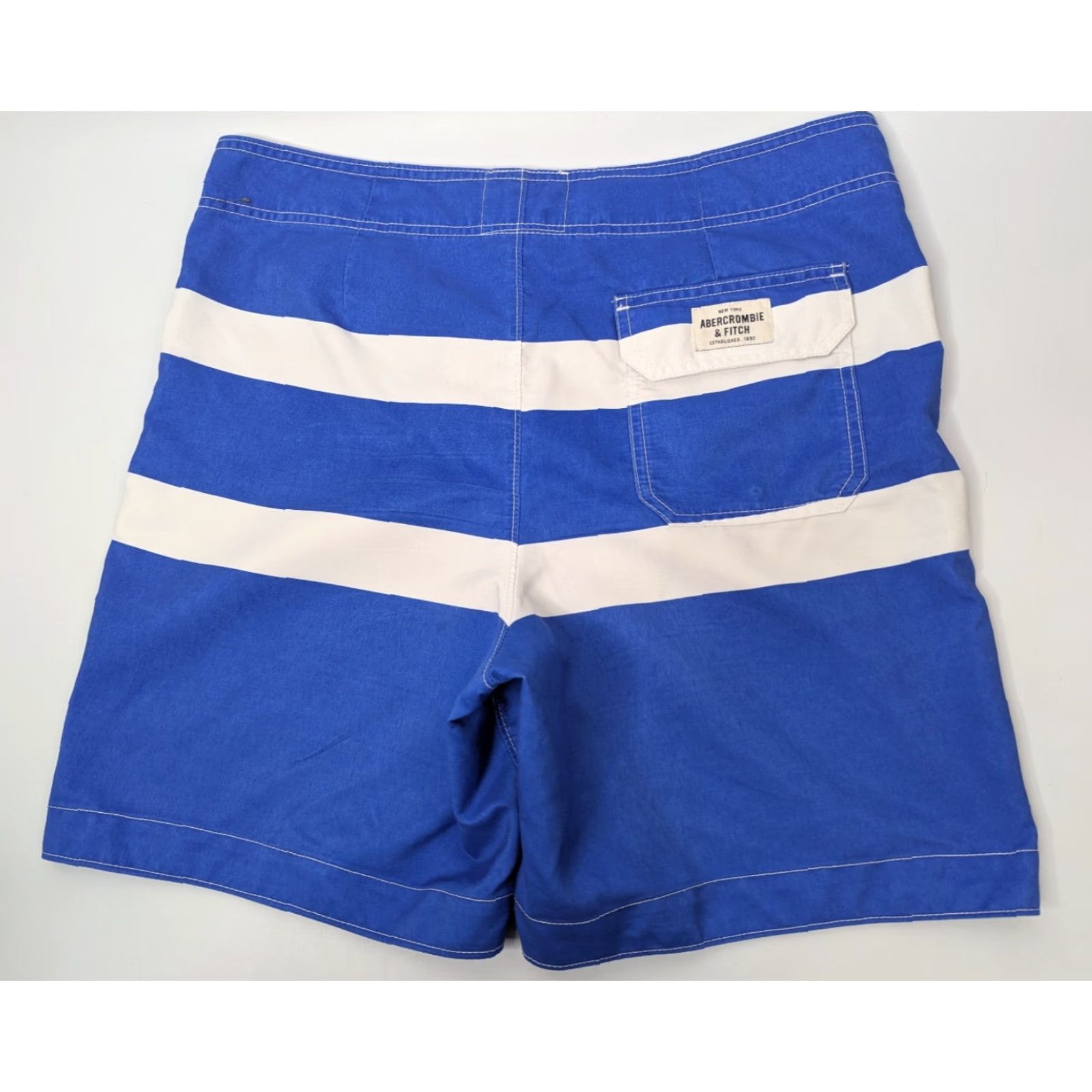 Abercrombie & Fitch Abercrombie & Fitch Swim Trunks Blue Tritone Striped Drawstring Size L Size ONE SIZE - 2 Thumbnail