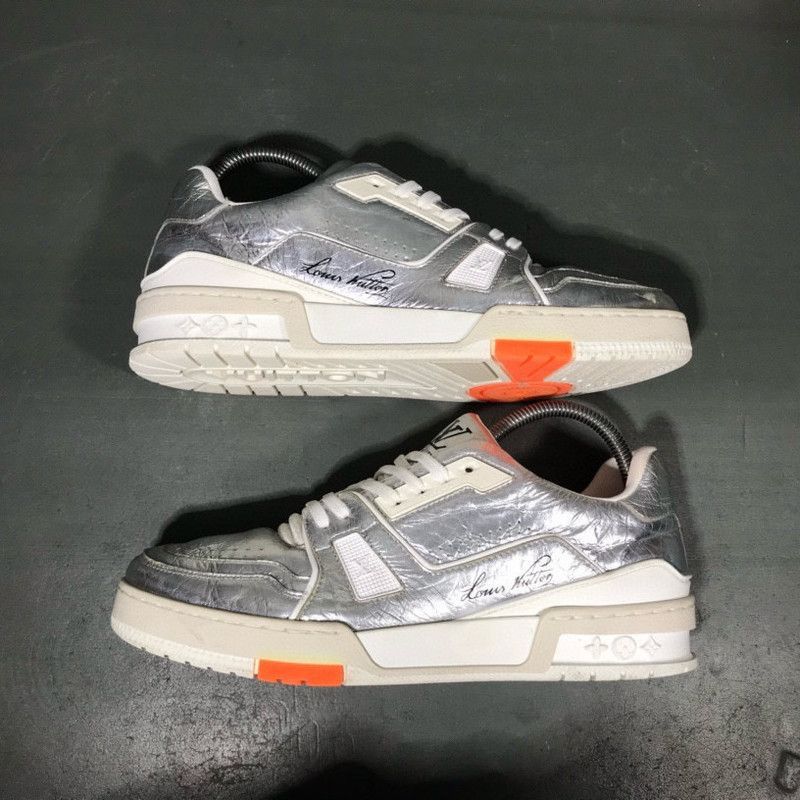 Louis Vuitton Louis Vuitton Metallic Silver Trainer Sneakers -2508 Size US 9.5 / EU 42-43 - 6 Thumbnail