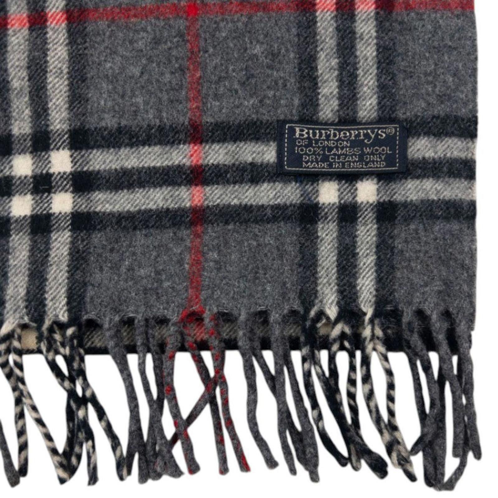 Vintage Burberry Nova Check Lambswool Tassel Scarf
