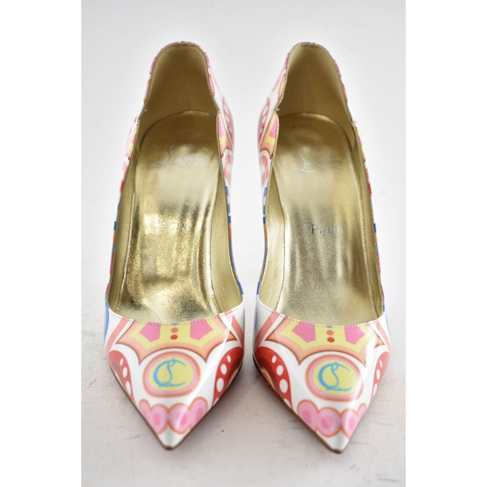 Christian Louboutin Hot Chick 100 Patent Tivoli Platine Gold Red Heel Pump 35.5 Size US 5.5 / IT 35.5 - 5 Thumbnail