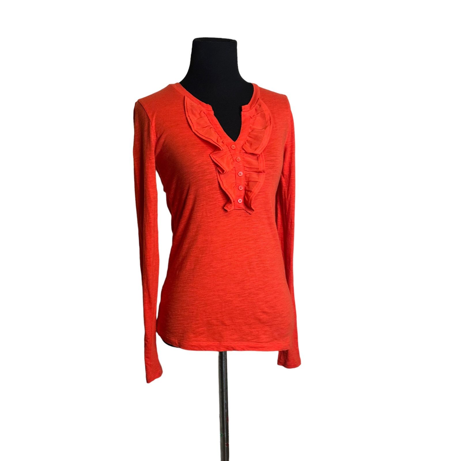 Loft Loft orange long sleeve ruffle blouse size XSP Size XS / US 0-2 / IT 36-38 - 7 Thumbnail