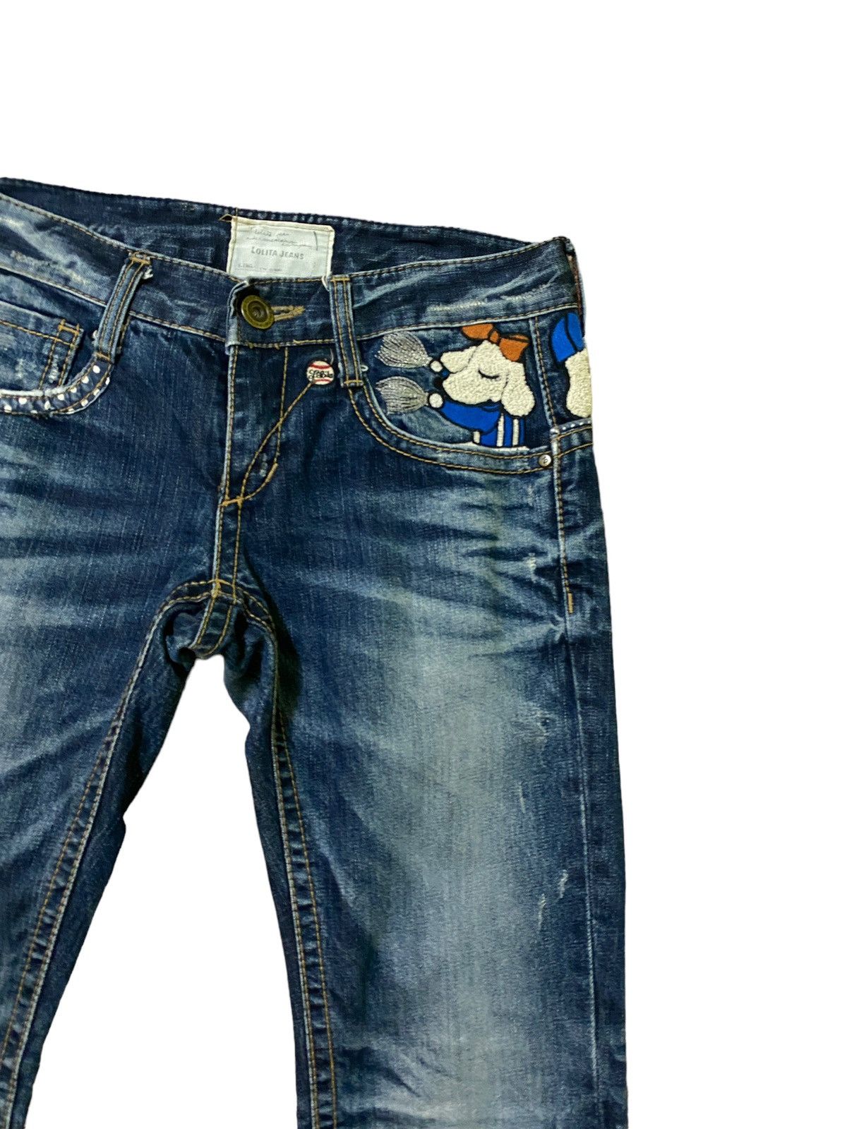Japanese Brand × Vintage Rare Yoshitomo Nara Lolita Embroidered Jeans Size US 28 / EU 44 - 5 Thumbnail