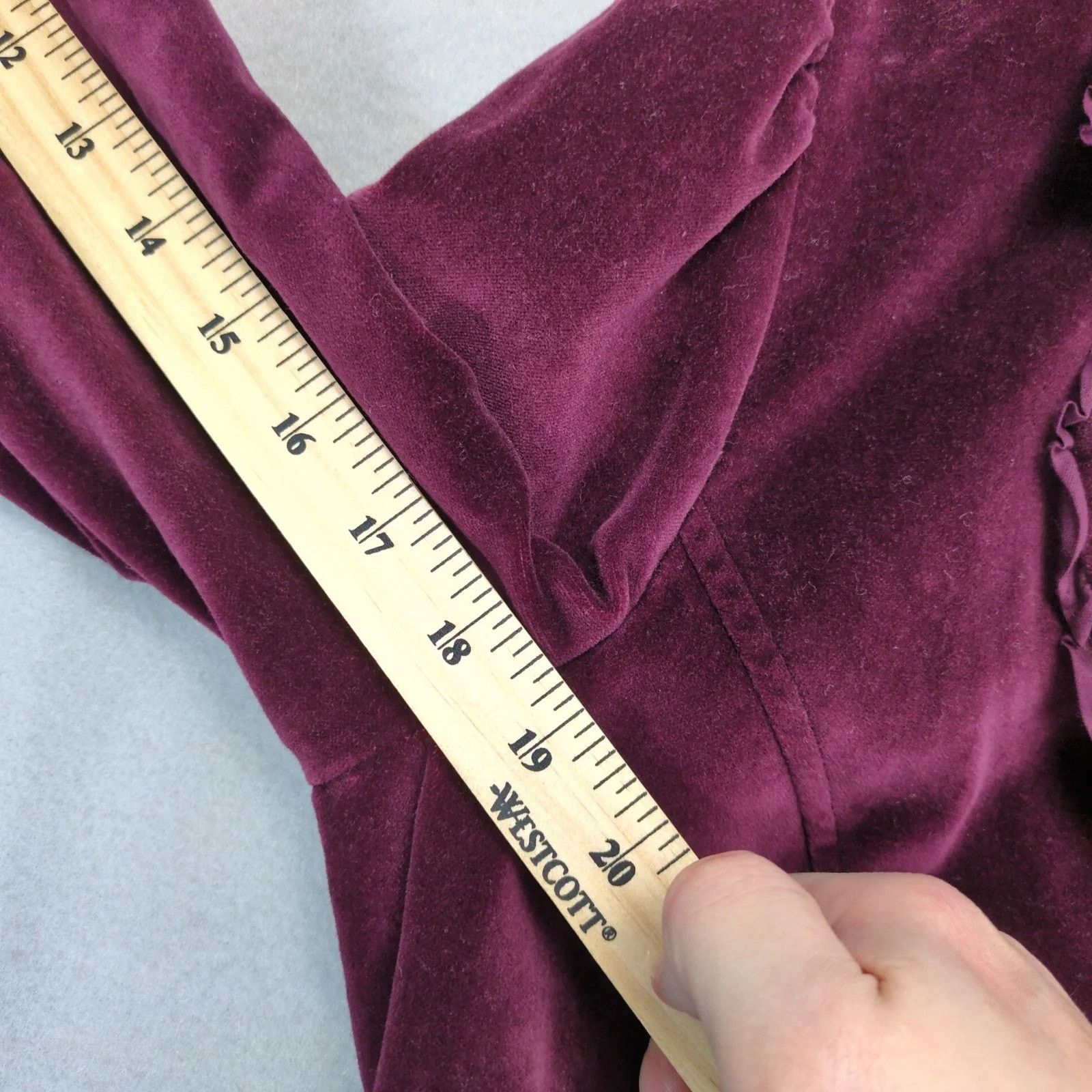 Apt. 9 Apt 9 Burgundy Velvet Velour Tier Blazer Jacket Ruffle Trim Size L / US 10 / IT 46 - 8 Thumbnail
