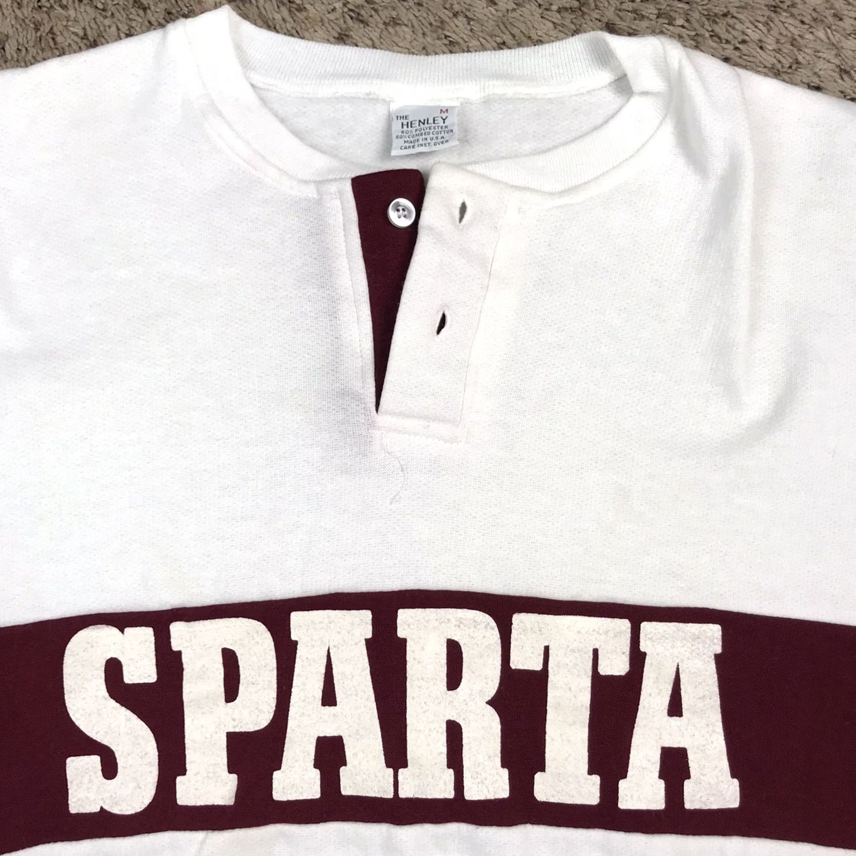 Vintage VINTAGE Sparta Graphic Henley Sweatshirt Mens M Short Sleeve Made USA Size US M / EU 48-50 / 2 - 5 Thumbnail