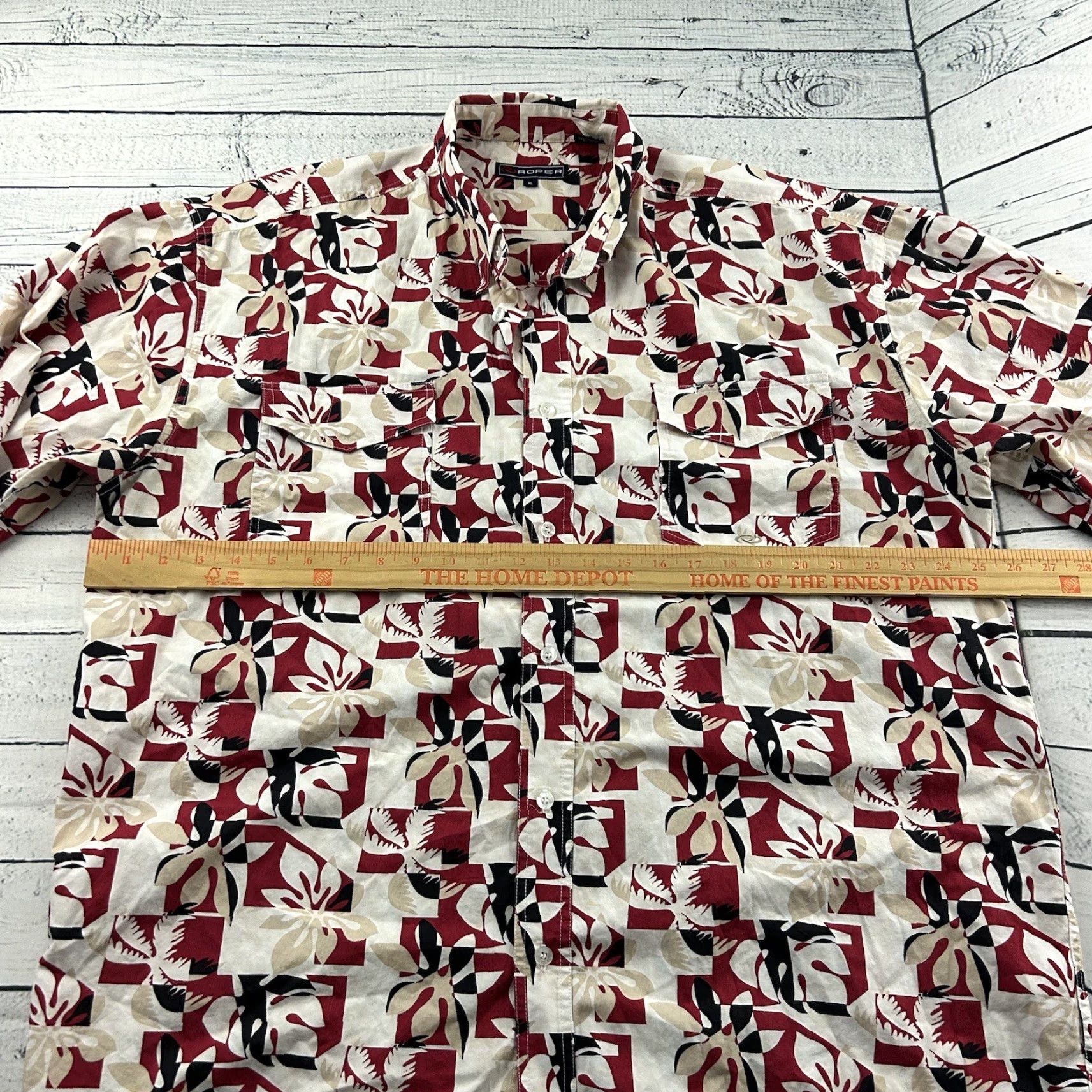 Roper VINTAGE Roper Long Sleeve Floral Button-Up Shirt Men's XL Red White Black Size US XL / EU 56 / 4 - 4 Thumbnail