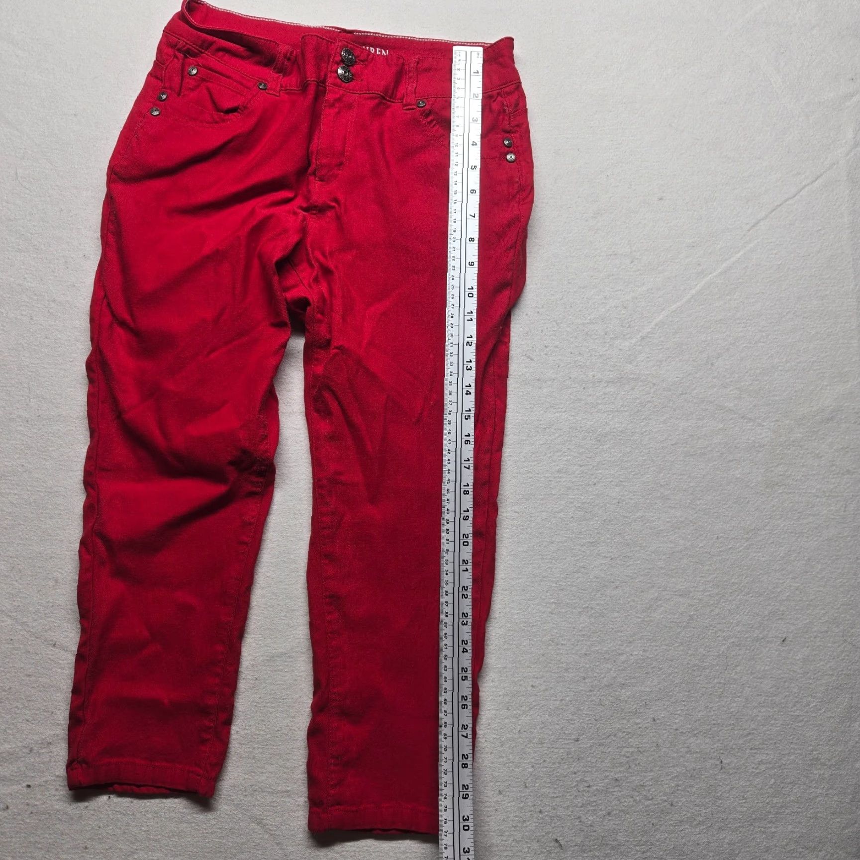 Vintage Sabrina Lauren Women's Cropped Pants Size 12 Red Straight Stretch Casual Summer Fall Size 34" / US 12 / IT 48 - 7 Thumbnail