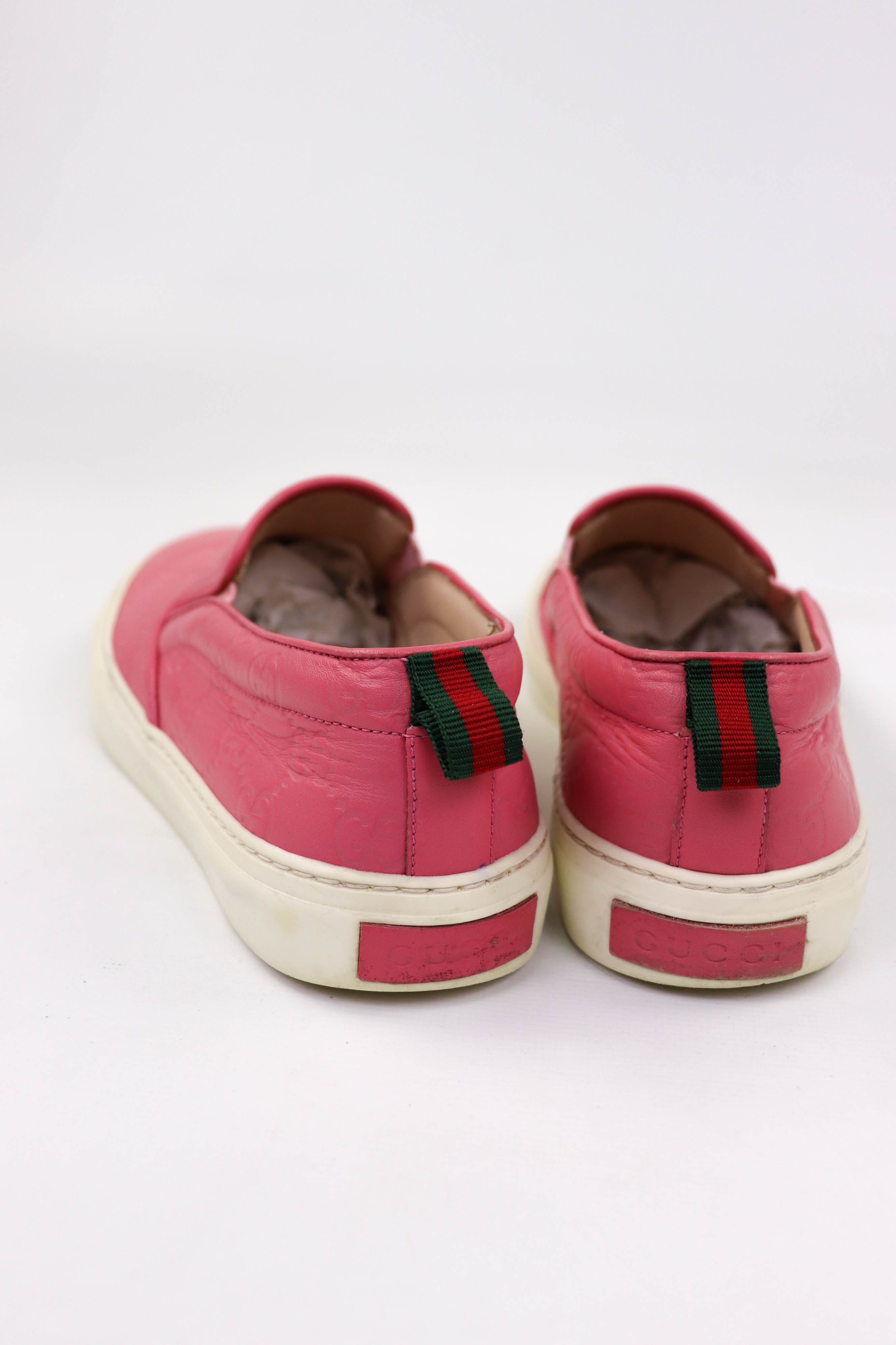 Gucci “Fashion Pink” Leather GG Monogram Slip On Shoes