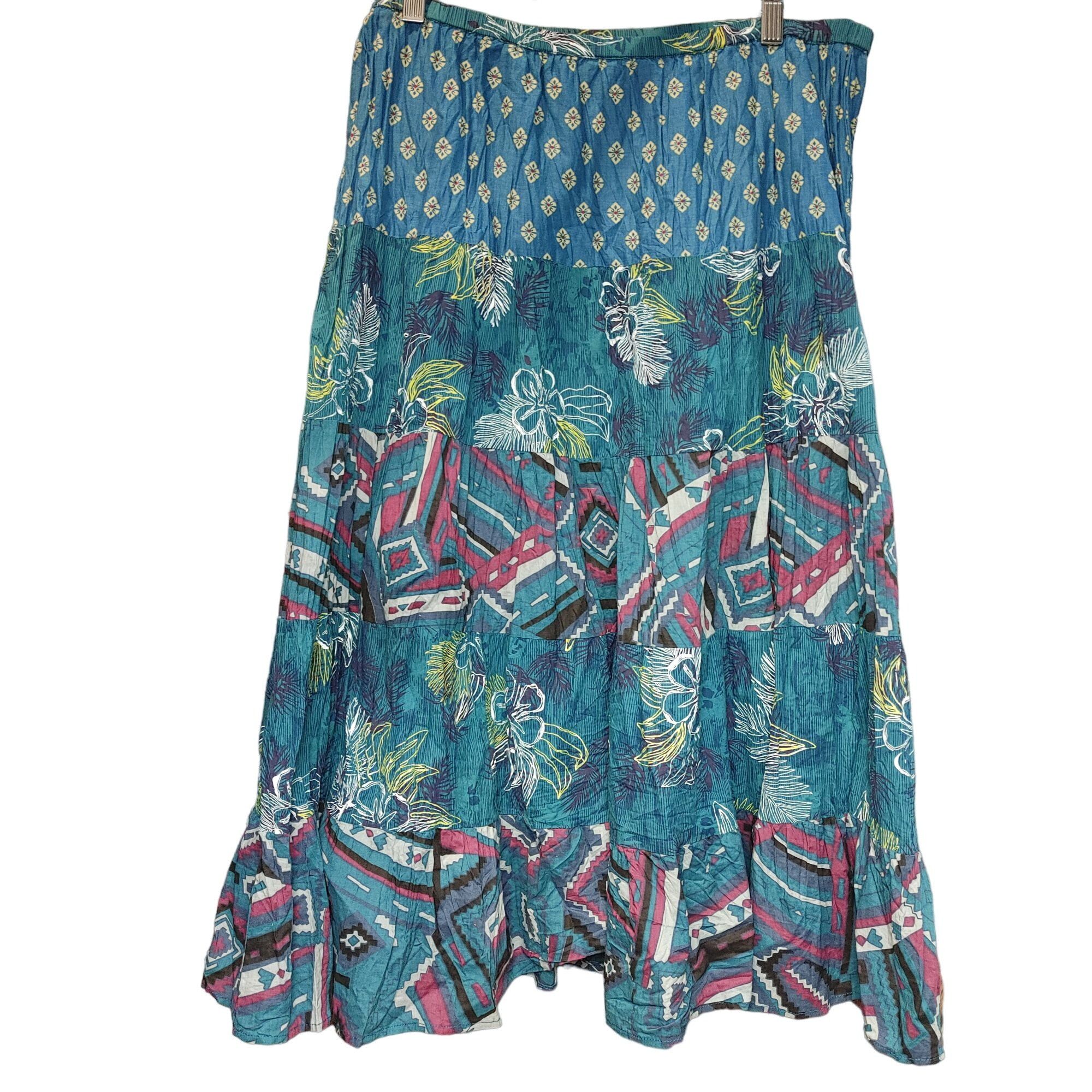 Other Elementz Women's Blue Tribal Print Midi Skirt Medium Size 34" / US 12 / IT 48 - 1 Thumbnail