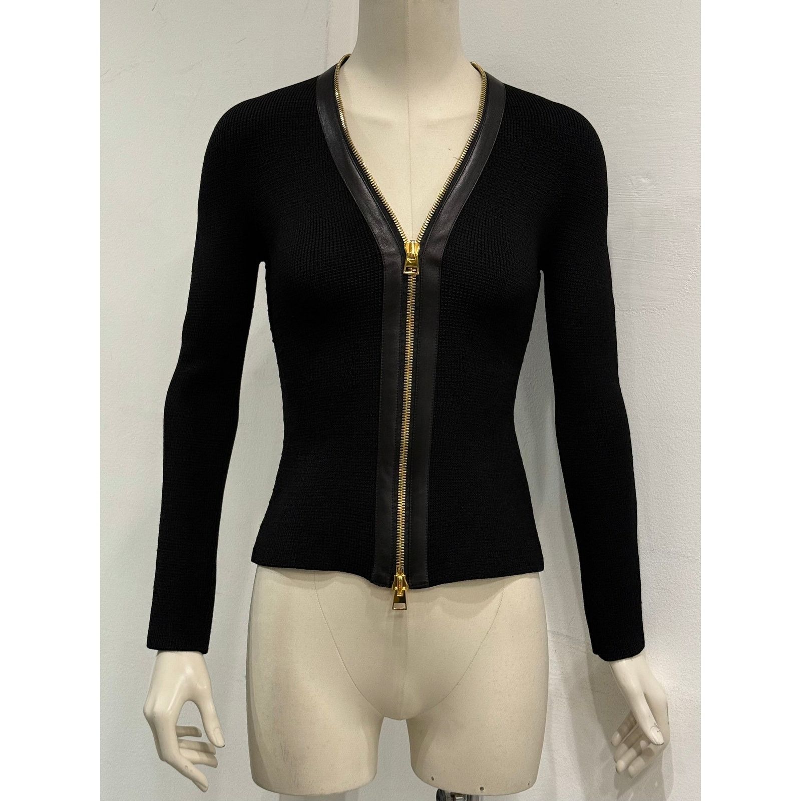 Tom Ford Tom Ford black zip knit and leather pencil skirt set Size S / US 4 / IT 40 - 3 Thumbnail