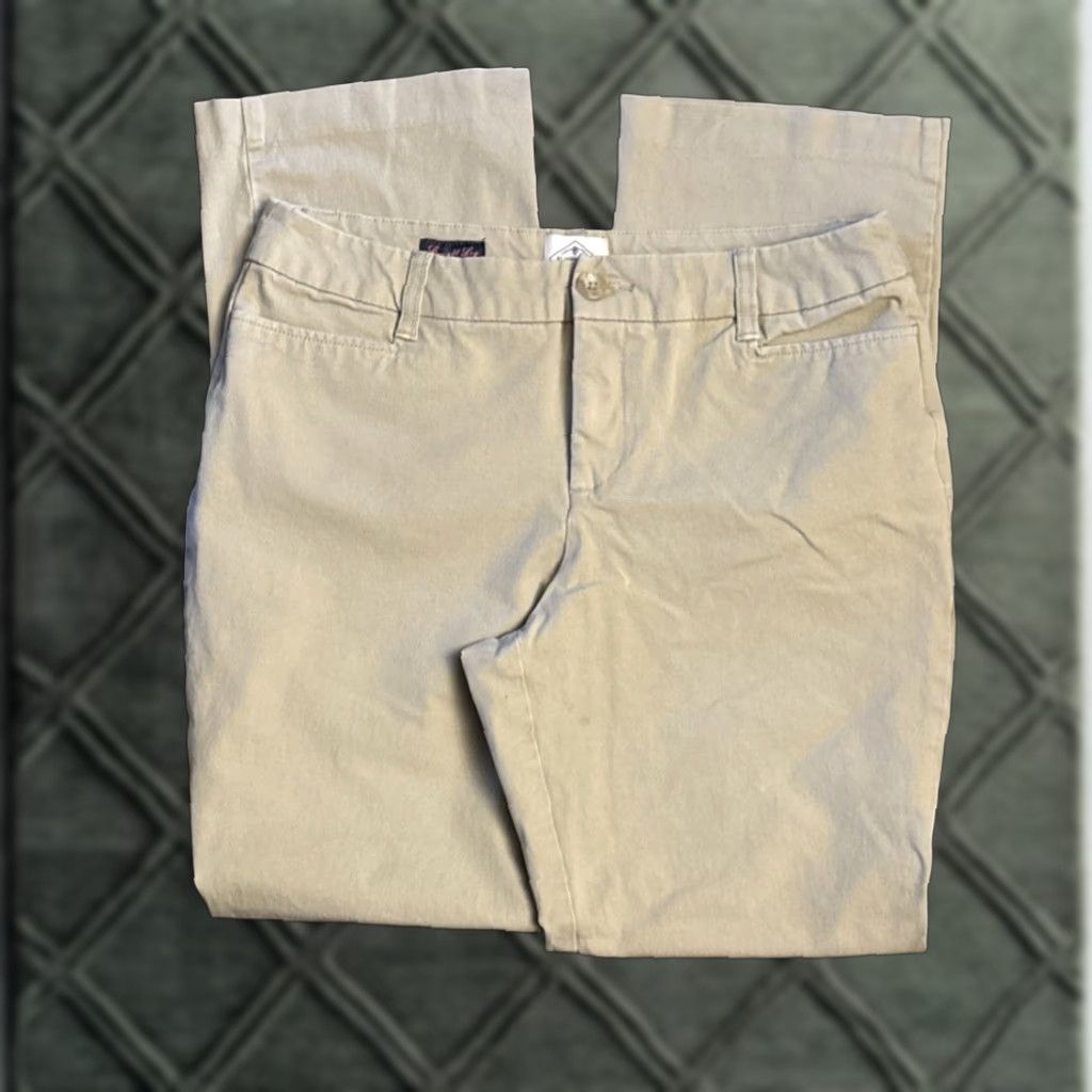 Vintage St. John's Bay Dress Pants Sz 10 Women's Straight Leg 32x30.5 Tan Khaki Stretch Belt Pockets Regular Inseam 30.5 Beige Be/Stretch Pattern: Solid Size 32" / US 10 / IT 46 - 1 Thumbnail
