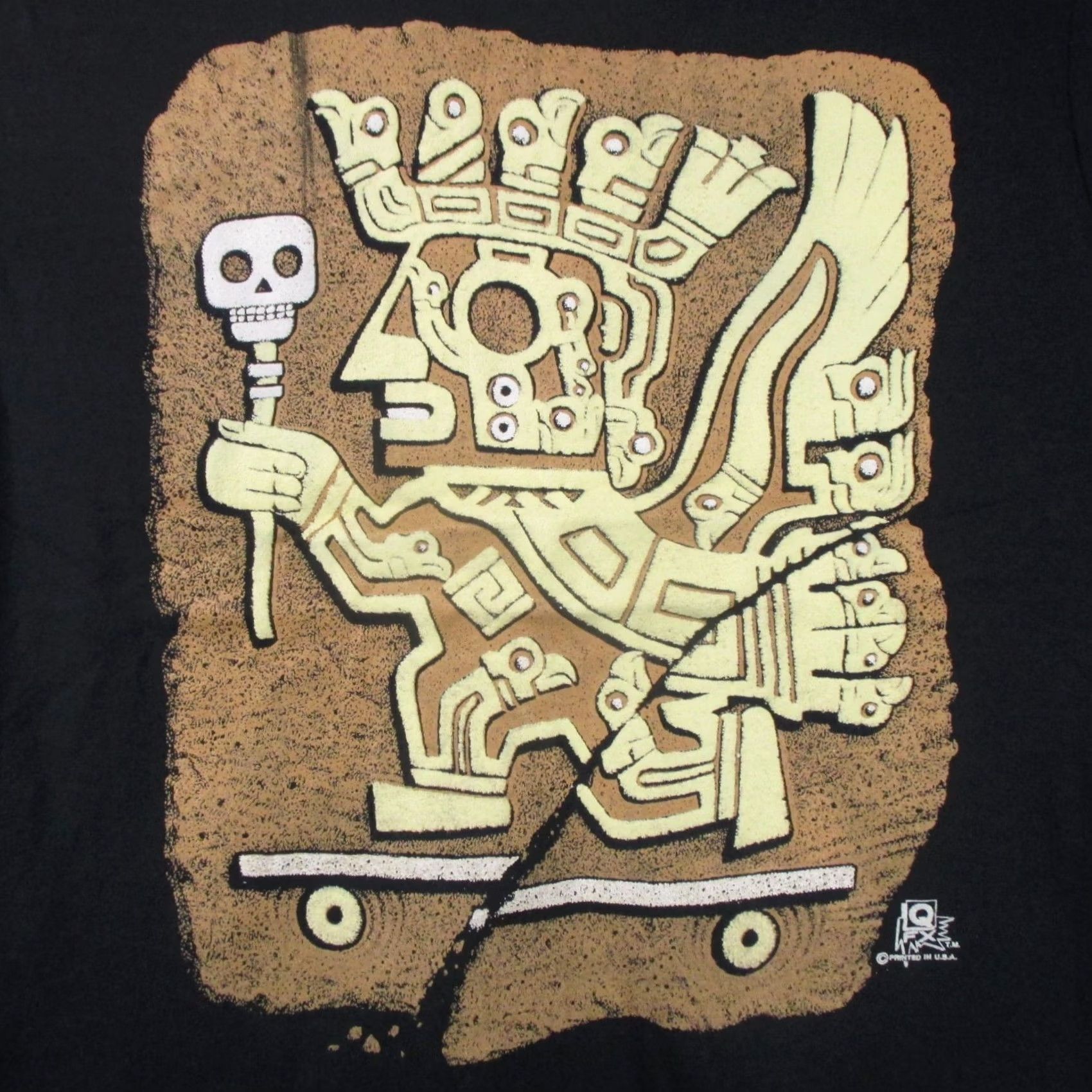 Vintage vtg SUN GOD VIRACOCHA INCA Skateboard T-Shirt SMALL Screen Stars Crew Neck Black 80s 90s Vintage Men Short Sleeve Cotton Polyester Puffy Print Size US S / EU 44-46 / 1 - 4 Thumbnail